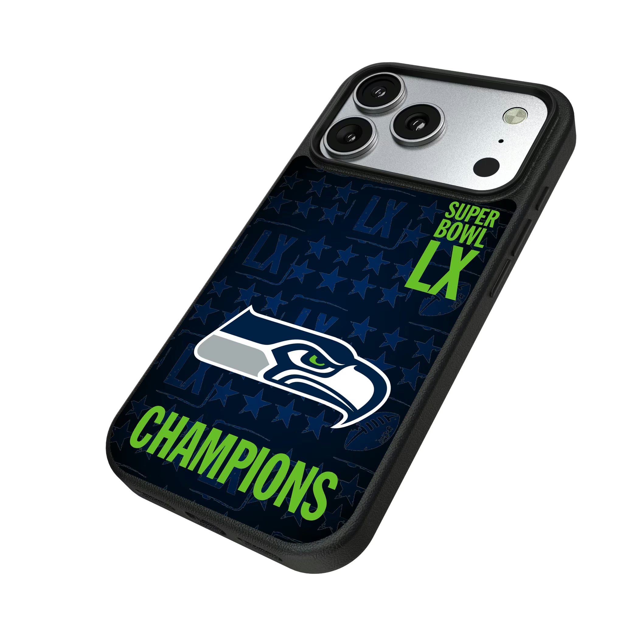 Seattle Seahawks 2026 Super Bowl iPhone MagSafe Compatible Phone Case for Apple iPhone - Isometric View#Device_iPhone 17 Pro