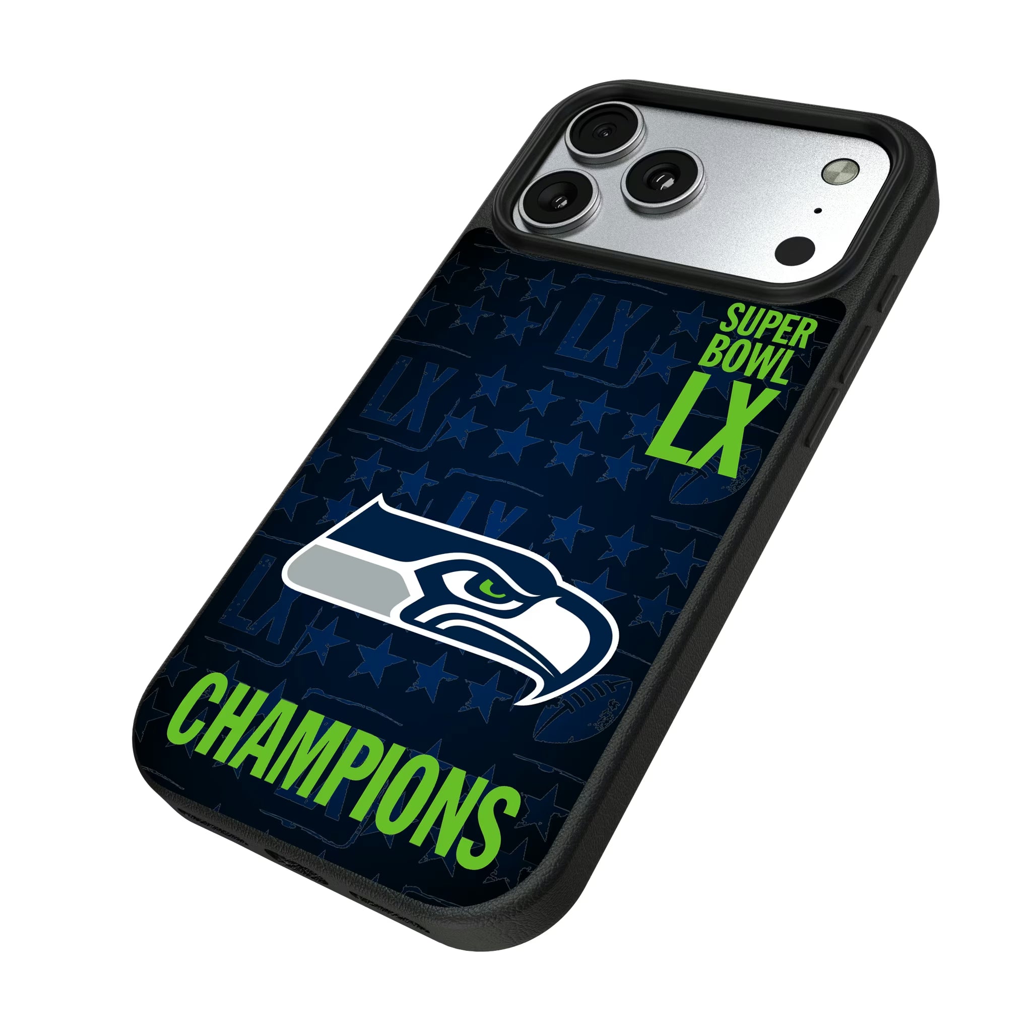 Seattle Seahawks 2026 Super Bowl iPhone MagSafe Compatible Phone Case for Apple iPhone - Isometric View#Device_iPhone 17 Pro Max