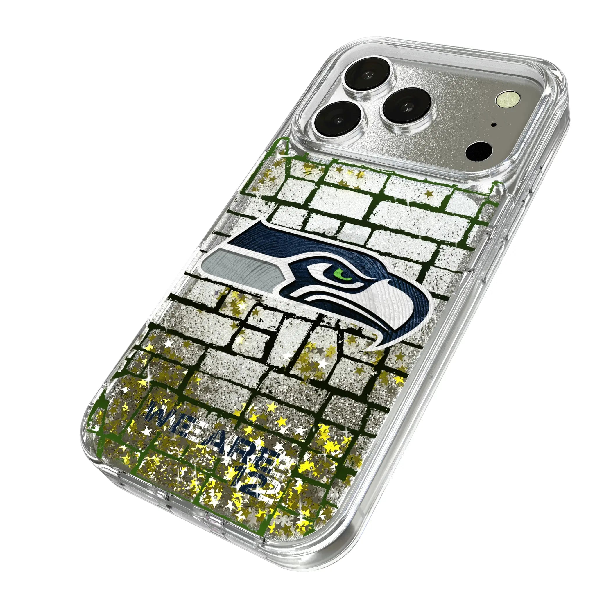 Seattle Seahawks Brick iPhone Glitter Phone Case for Apple iPhone - Isometric View
