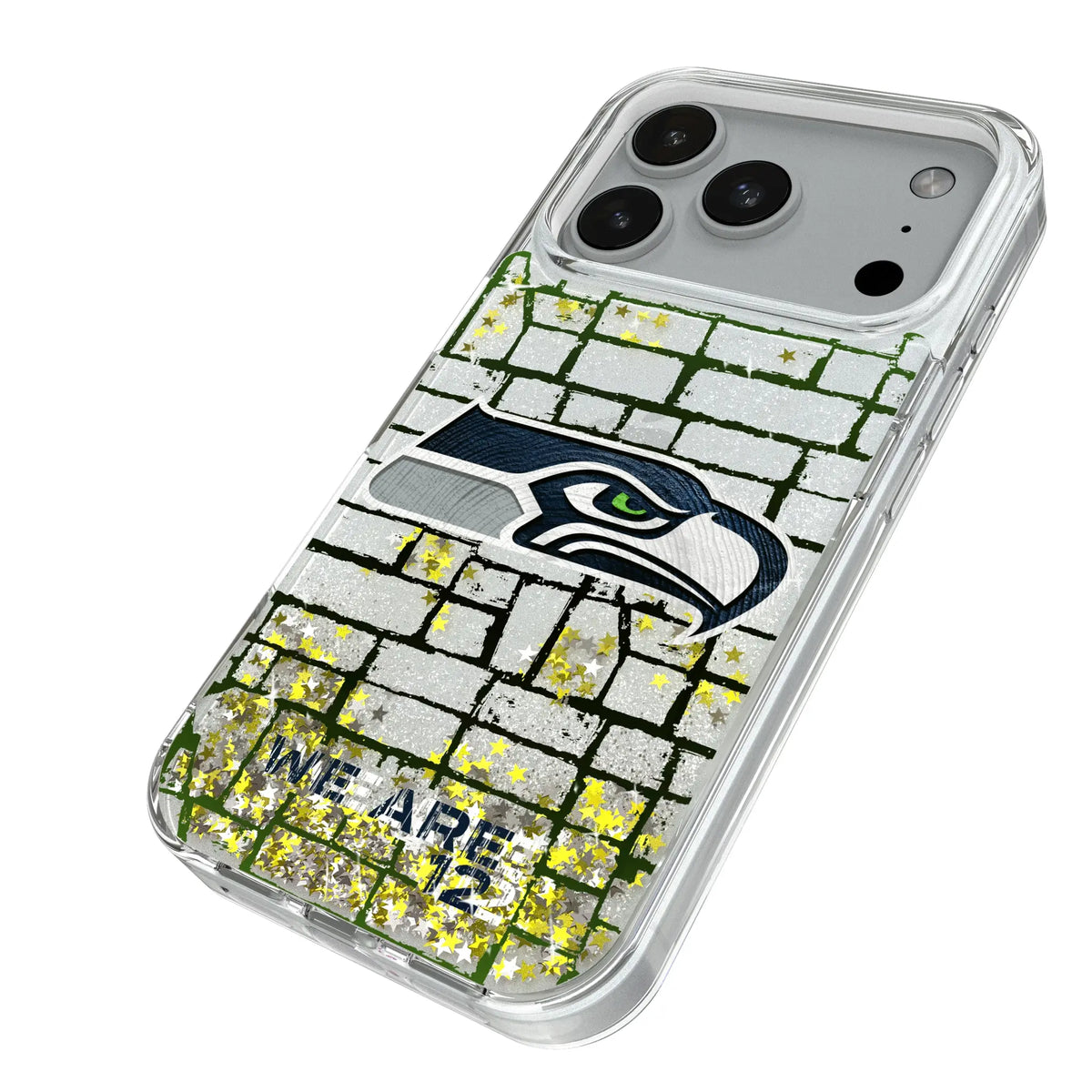 Seattle Seahawks Brick iPhone Glitter Phone Case for Apple iPhone - Isometric View#Device_iPhone 18 Pro