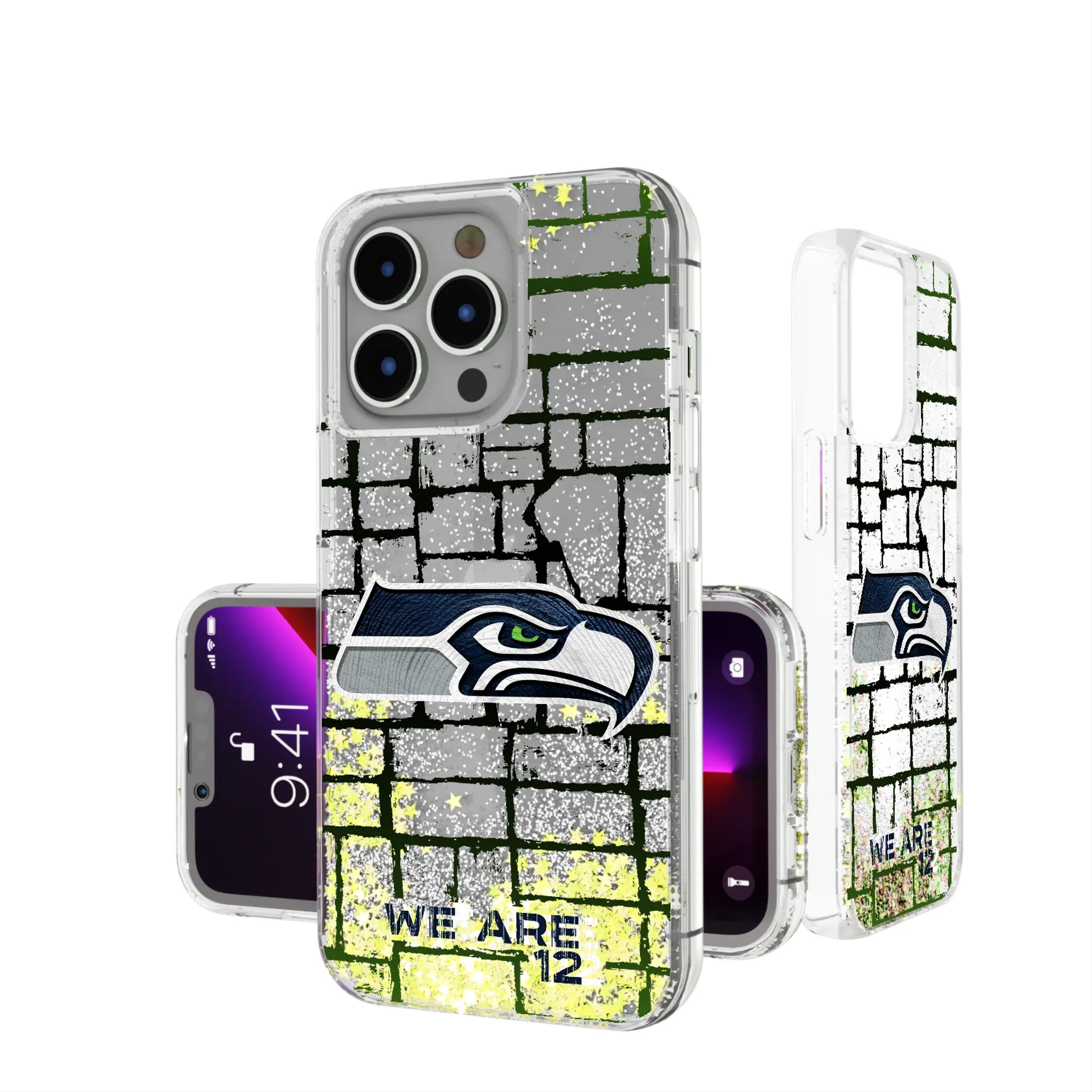 Seattle Seahawks Brick Glitter Phone Case for Apple iPhone