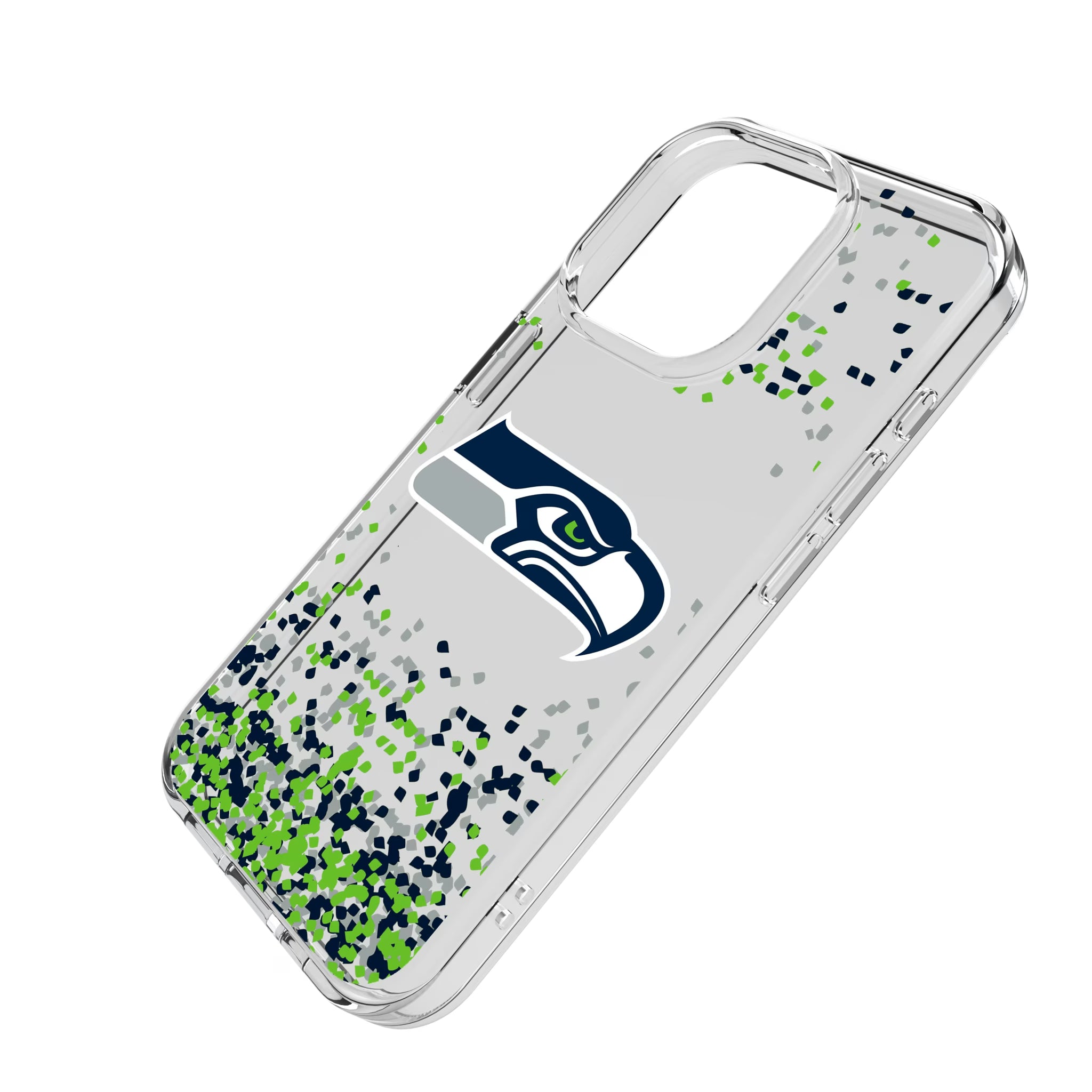 Seattle Seahawks Confetti iPhone Clear Phone Case for Apple iPhone - Isometric View