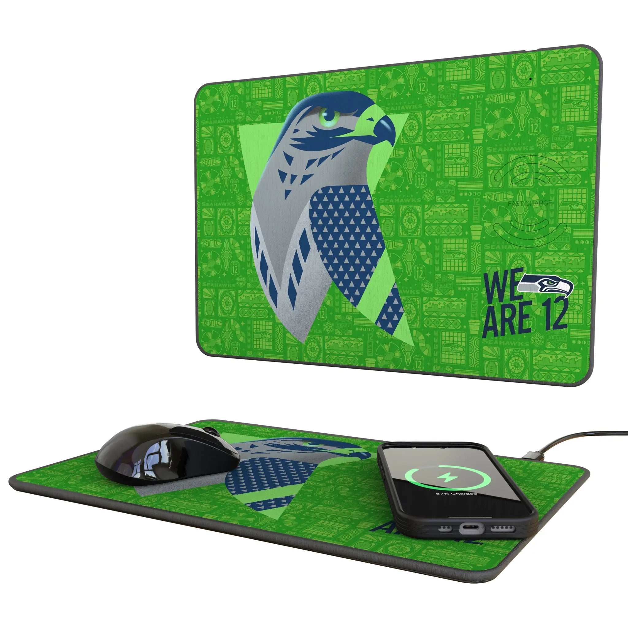 Seattle Seahawks Deco 15-Watt Wireless Charger and Mouse Pad