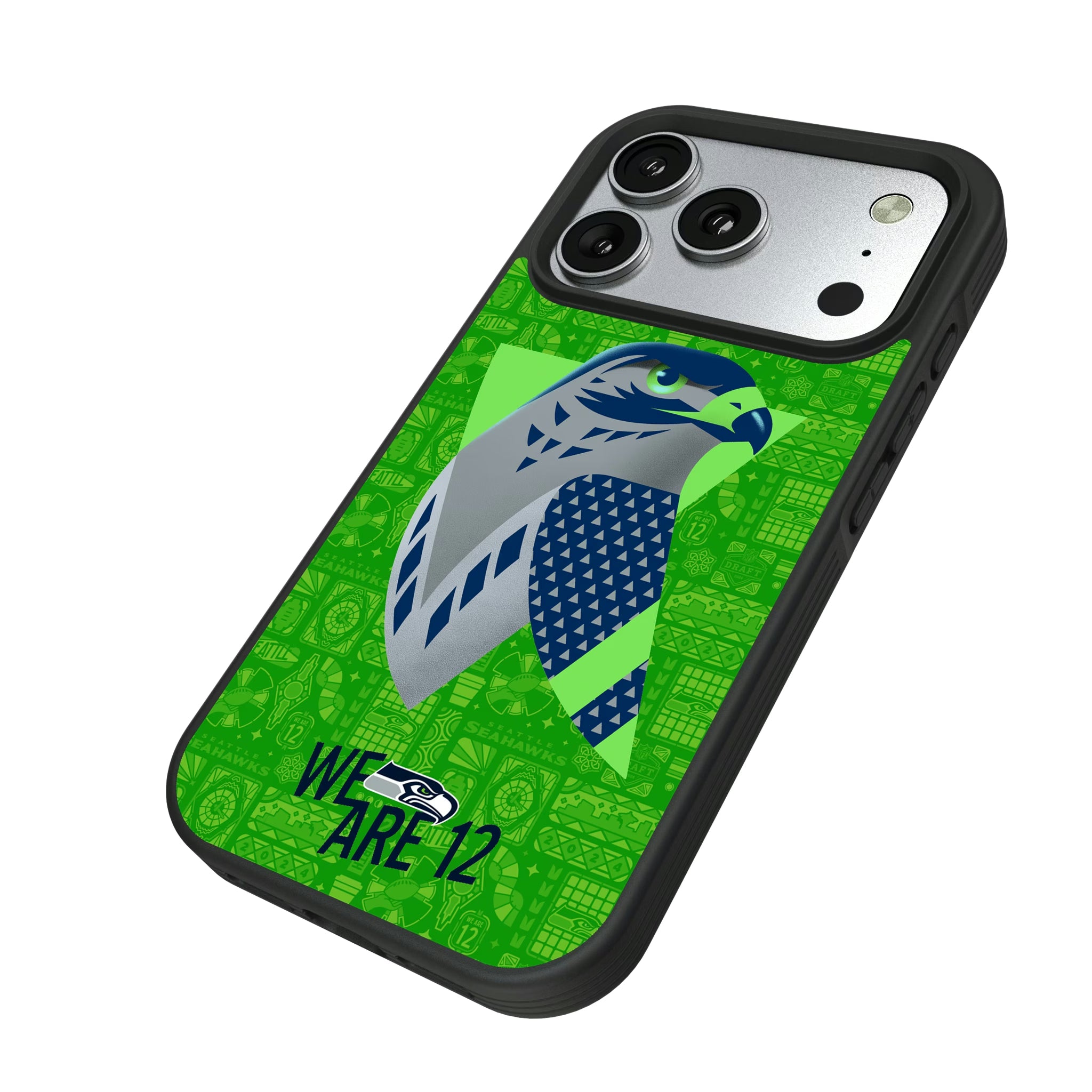 Seattle Seahawks Deco iPhone Bump Phone Case for Apple iPhone - Isometric View#Device_iPhone 17 Pro