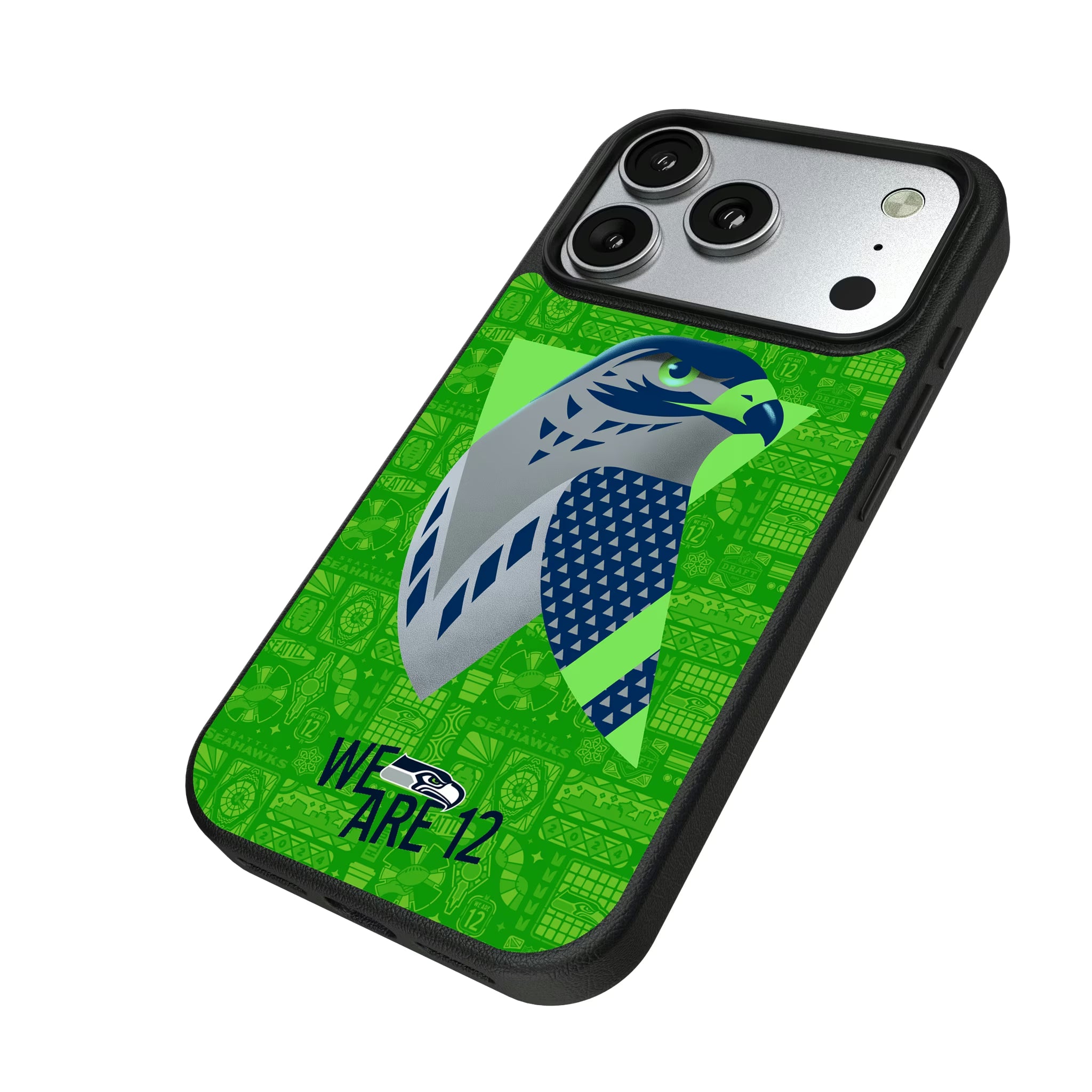 Seattle Seahawks Deco iPhone MagSafe Compatible Phone Case for Apple iPhone - Isometric View#Device_iPhone 17 Pro