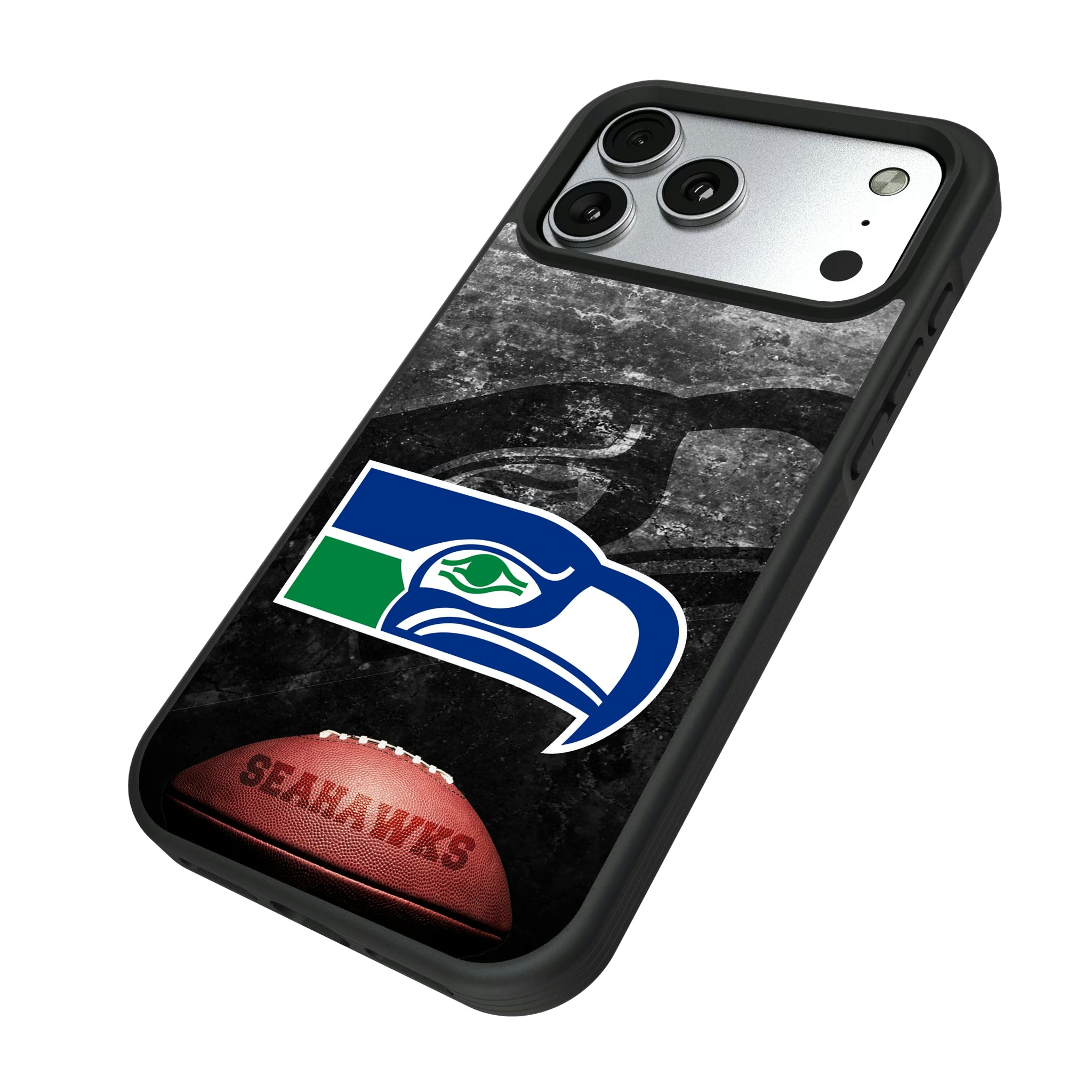 Seattle Seahawks Historic Collection Legendary iPhone Bump Phone Case for Apple iPhone - Isometric View#Device_iPhone 17 Pro Max