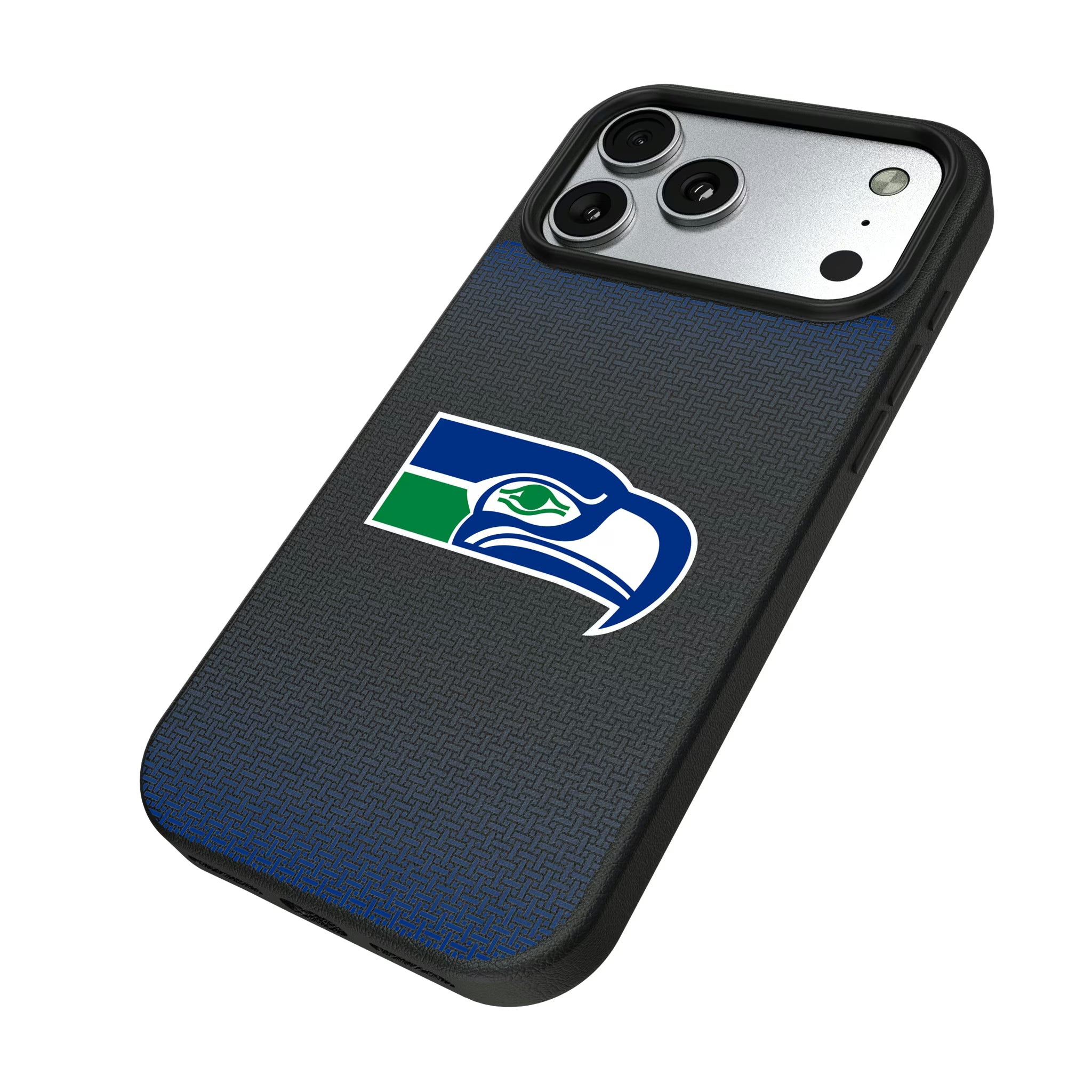 Seattle Seahawks Historic Collection Linen iPhone MagSafe Compatible Phone Case for Apple iPhone - Isometric View#Device_iPhone 17 Pro Max