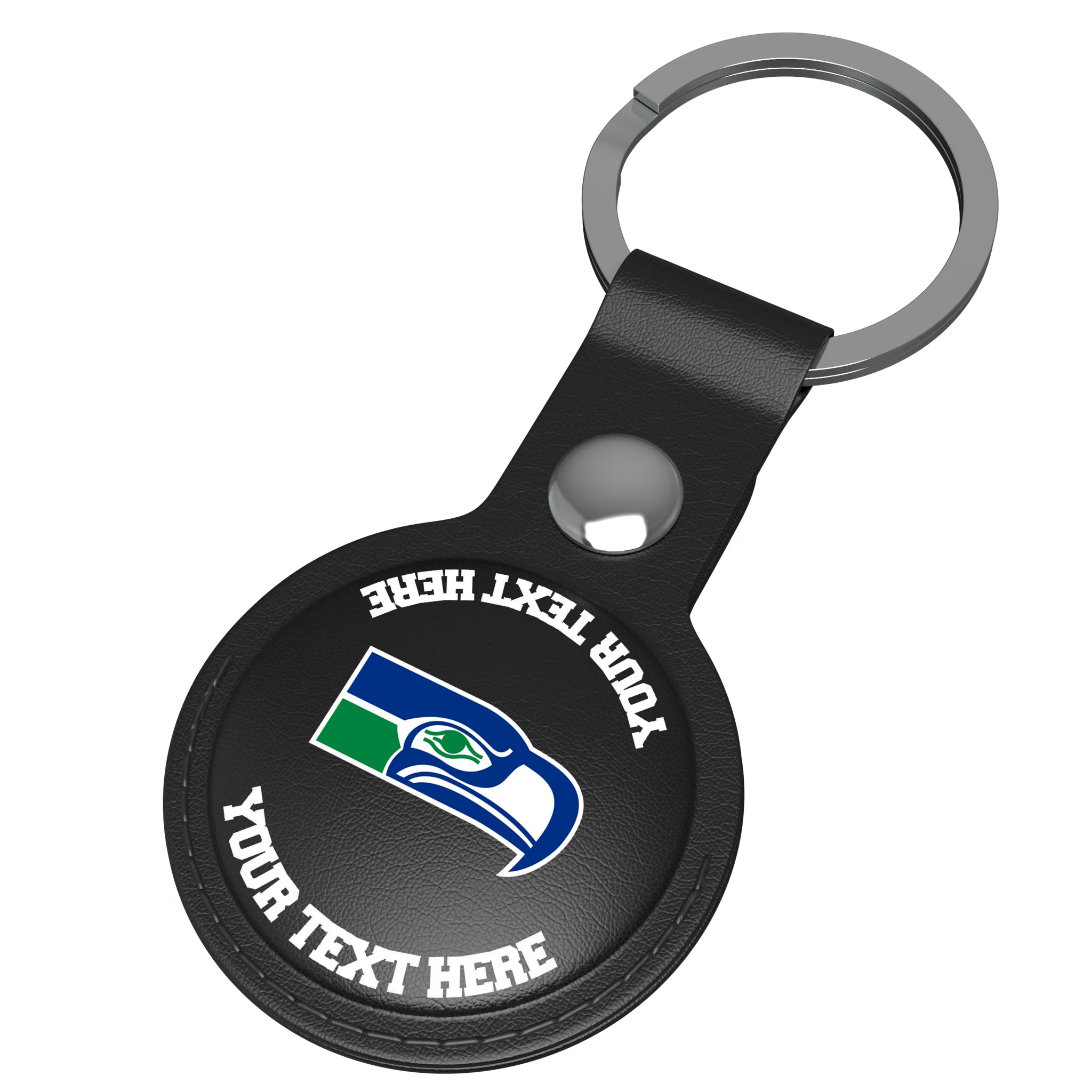 Seattle Seahawks Historic Collection Personalized Insignia AirTag Black Airtag Holder - Isometric View