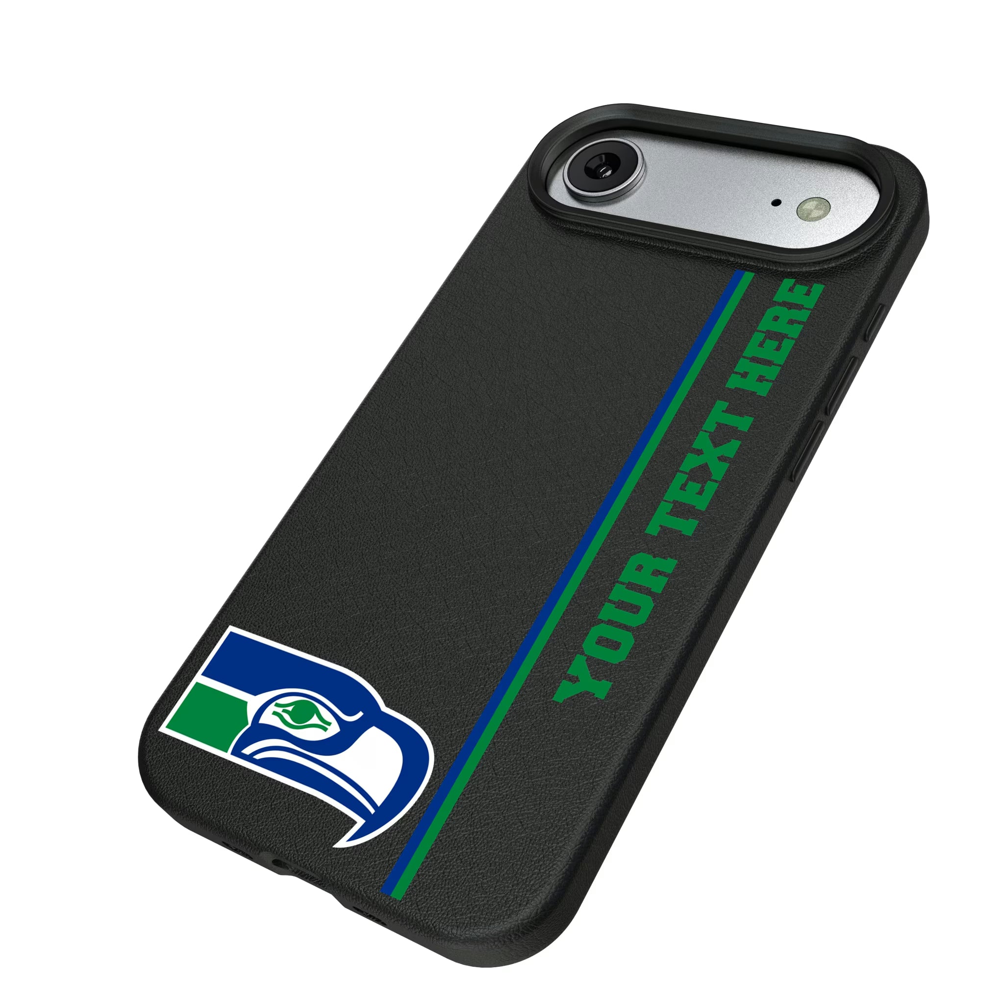 Seattle Seahawks Historic Collection Personalized Sidebard iPhone MagSafe Compatible Phone Case for Apple iPhone - Isometric View#Device_iPhone Air