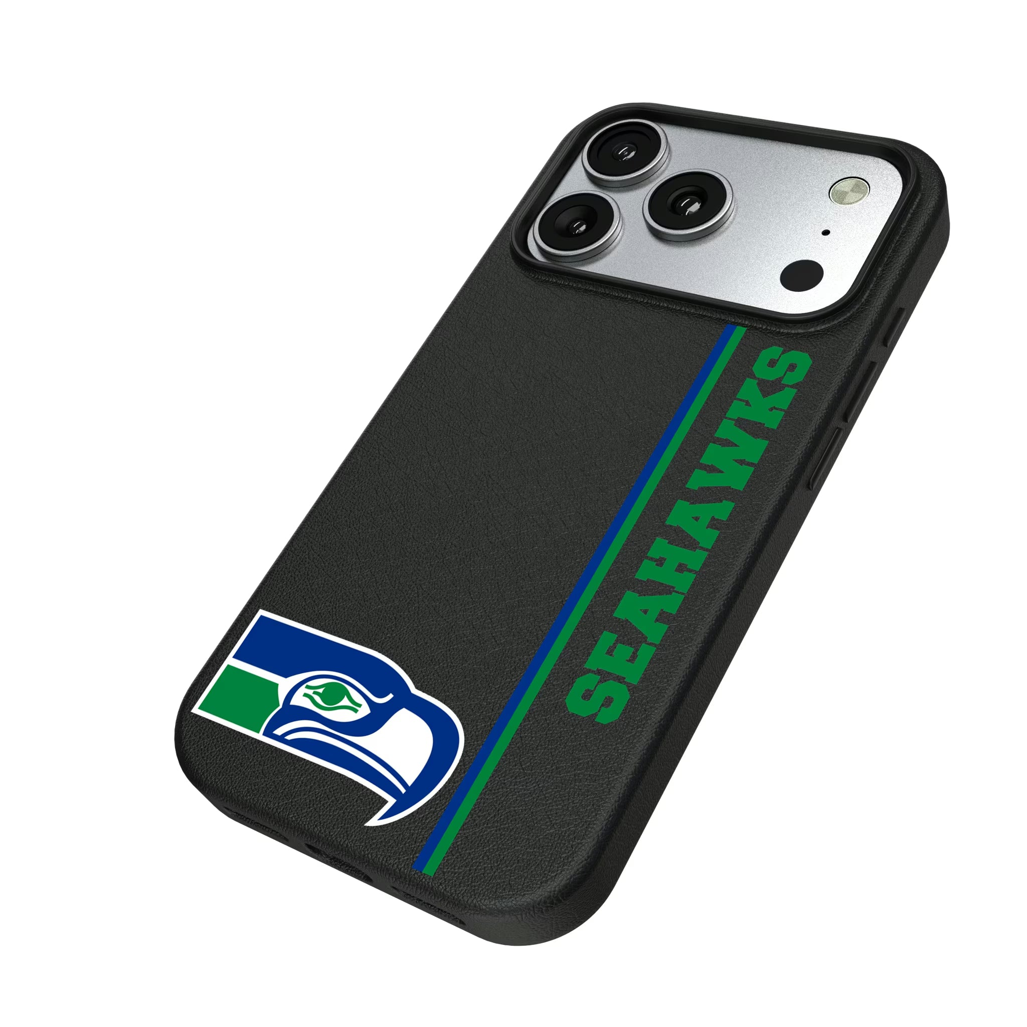 Seattle Seahawks Historic Collection Sidebar iPhone MagSafe Compatible Phone Case for Apple iPhone - Isometric View#Device_iPhone 17 Pro