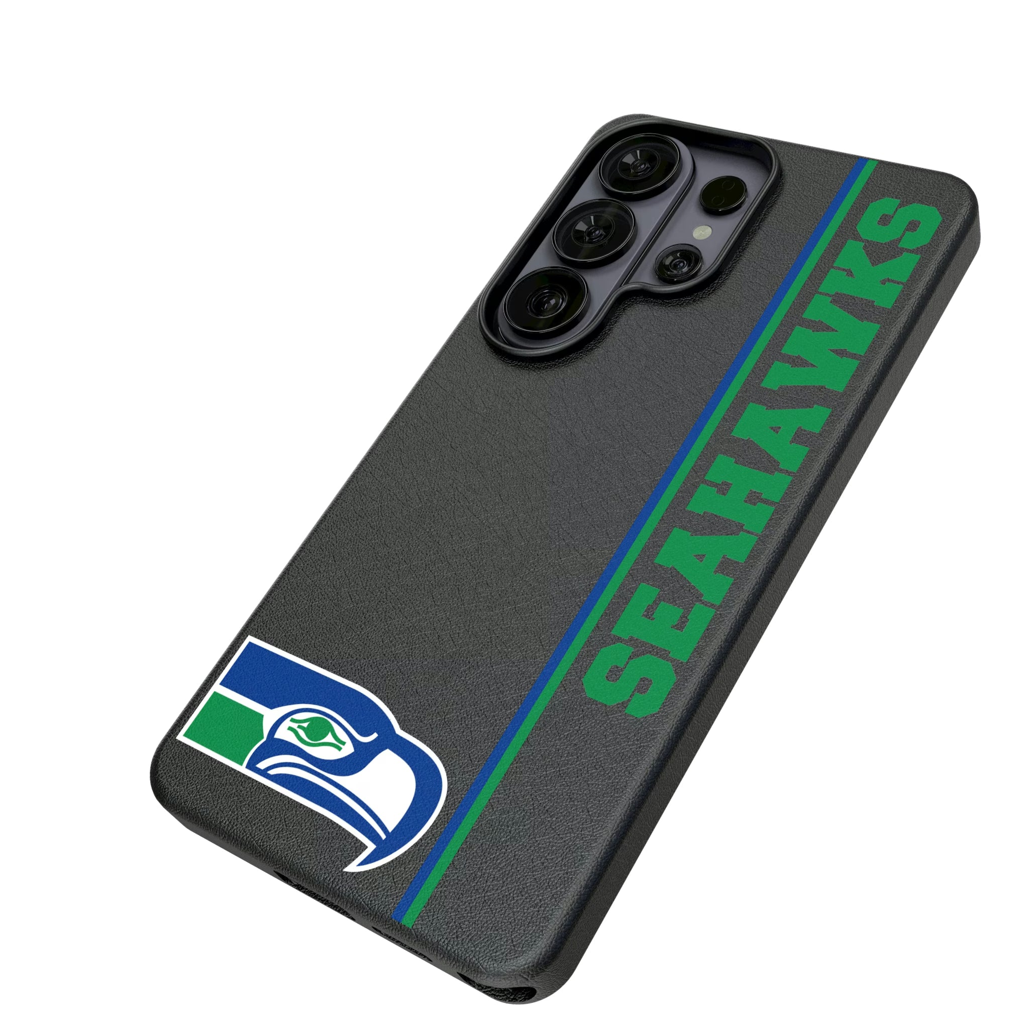 Seattle Seahawks Historic Collection Sidebar Galaxy MagSafe Compatible Phone Case for Samsung Galaxy - Isometric View#Device_Galaxy S26 Ultra