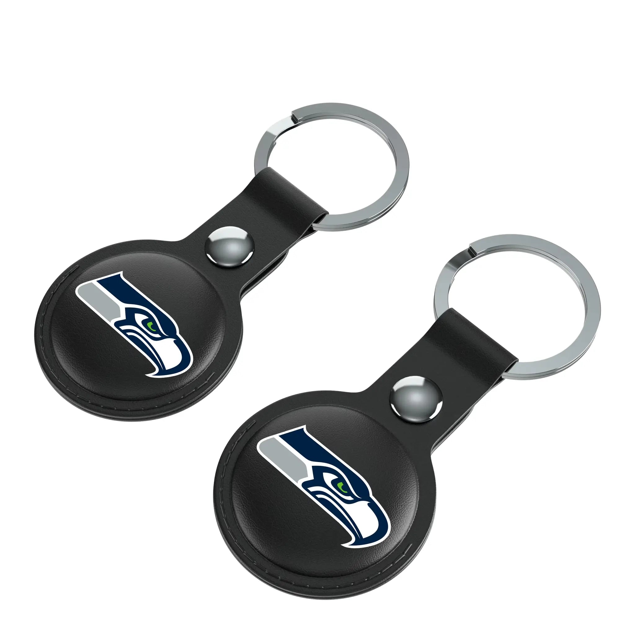 Seattle Seahawks Insignia AirTag Black Airtag Holder 2-Pack - Isometric View