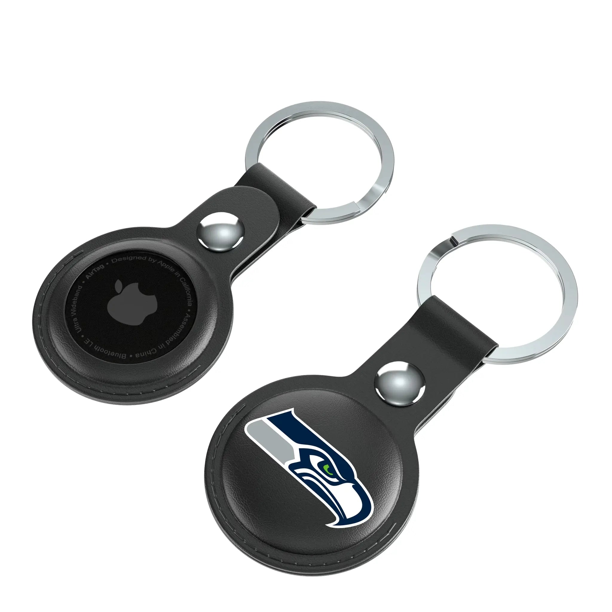 Seattle Seahawks Insignia AirTag Black Airtag Holder 2-Pack - Isometric View