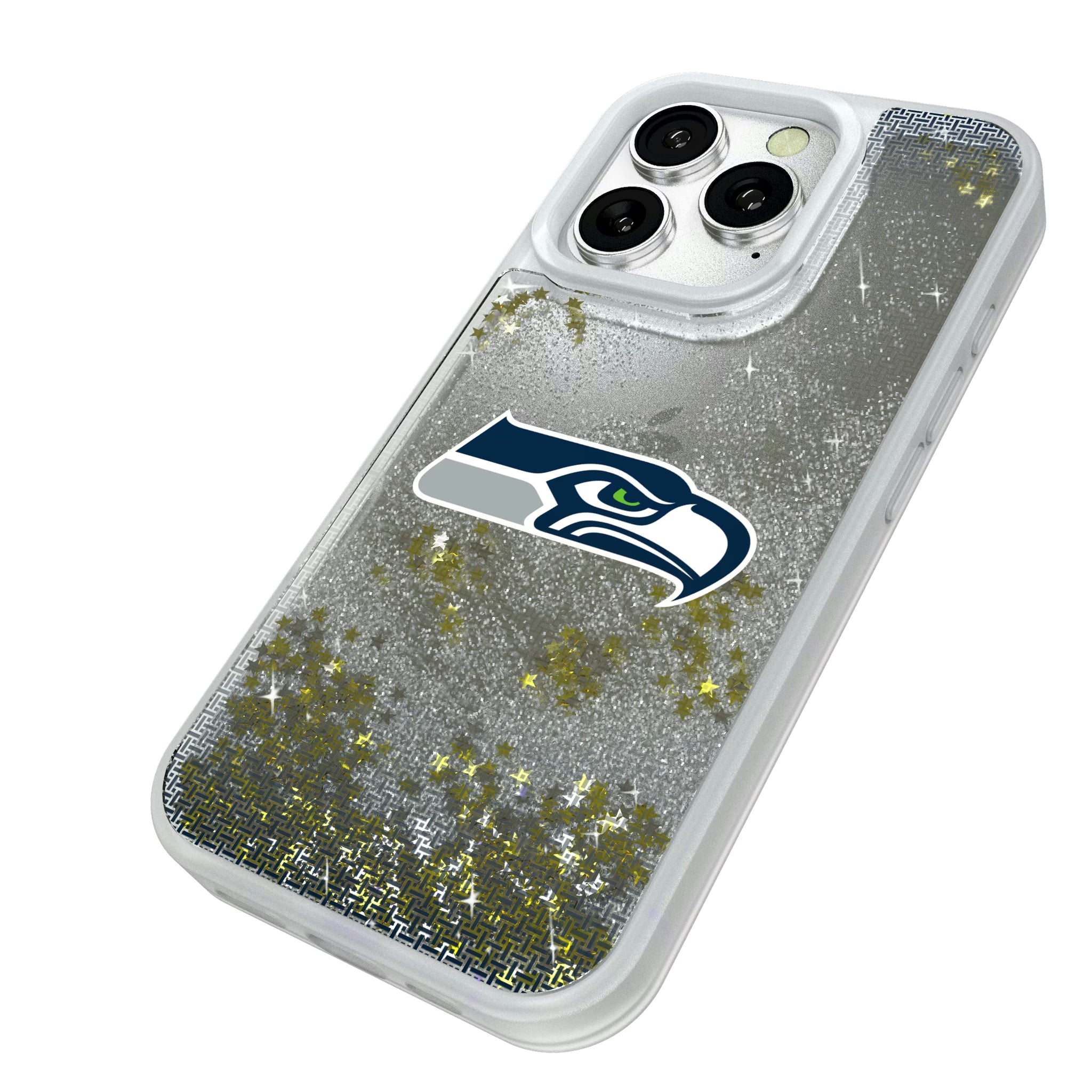 Seattle Seahawks Linen iPhone Glitter Phone Case for Apple iPhone - Isometric View#Device_iPhone 16 Pro