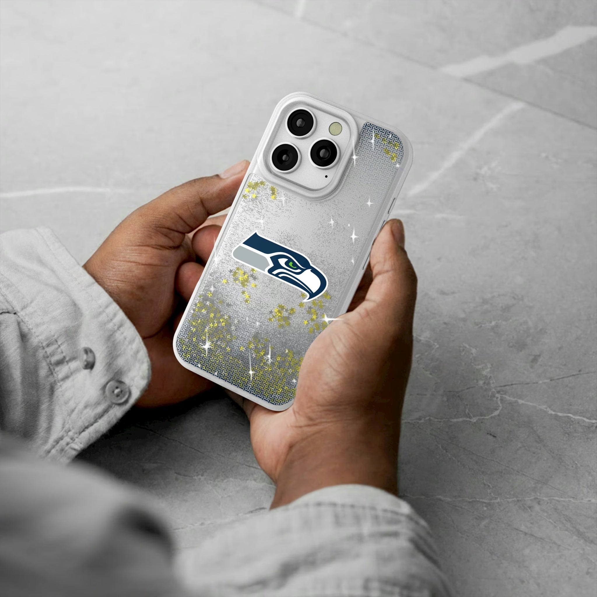 Seattle Seahawks Linen iPhone Glitter Phone Case for Apple iPhone - Lifestyle#Device_iPhone 16 Pro