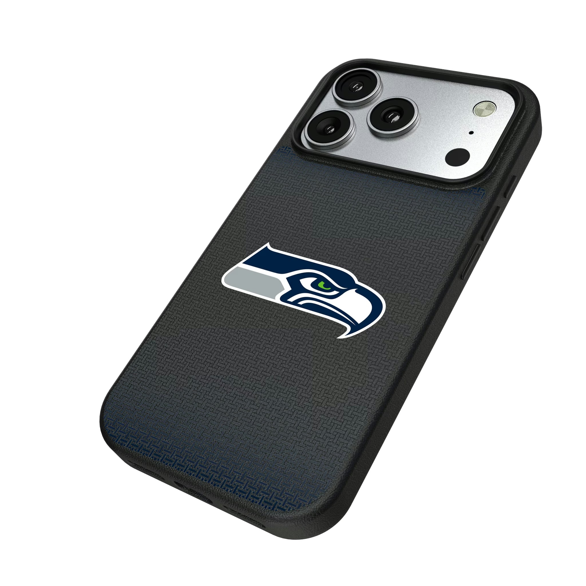 Seattle Seahawks Linen iPhone MagSafe Compatible Phone Case for Apple iPhone - Isometric View#Device_iPhone 17 Pro