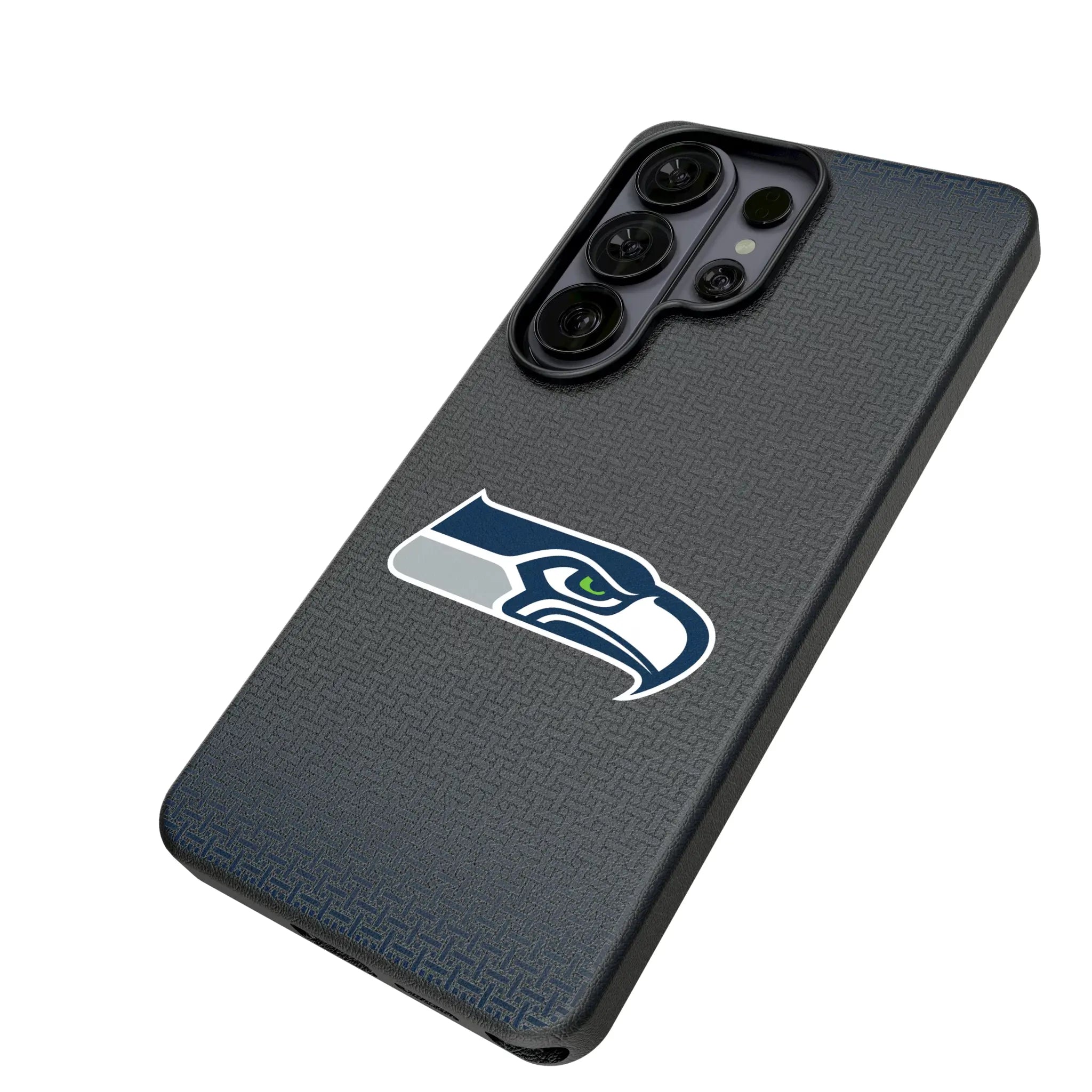 Seattle Seahawks Linen Galaxy MagSafe Compatible Phone Case for Samsung Galaxy - Isometric View#Device_Galaxy S26 Ultra