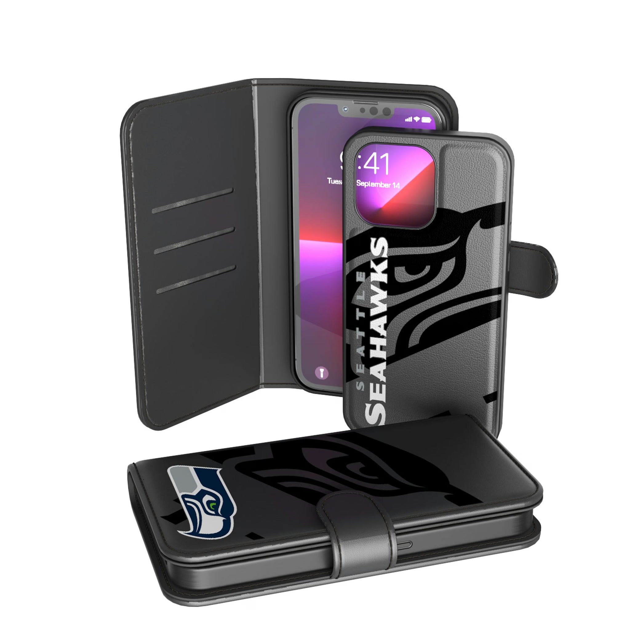 Seattle Seahawks Monocolor Tilt iPhone Wallet Phone Case for Apple iPhone