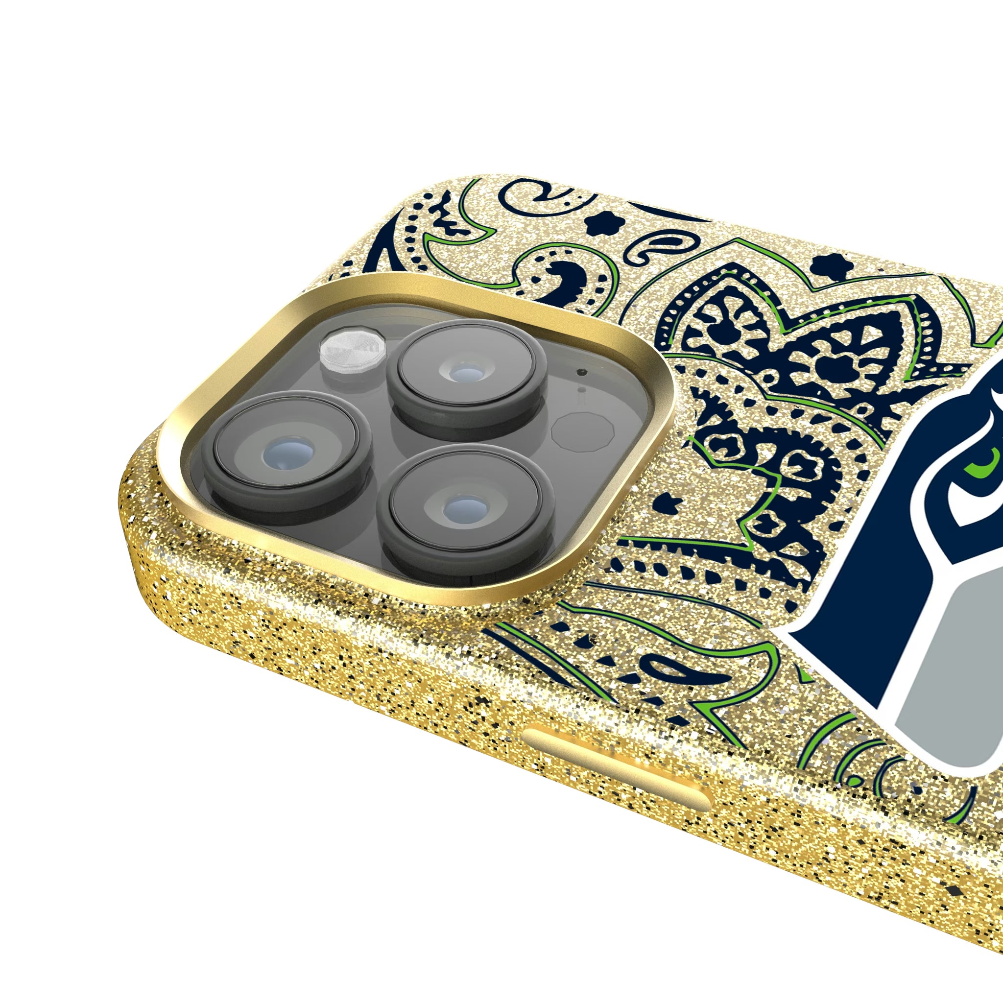 Seattle Seahawks Paisley iPhone Bling Phone Case for Apple iPhone - Detail