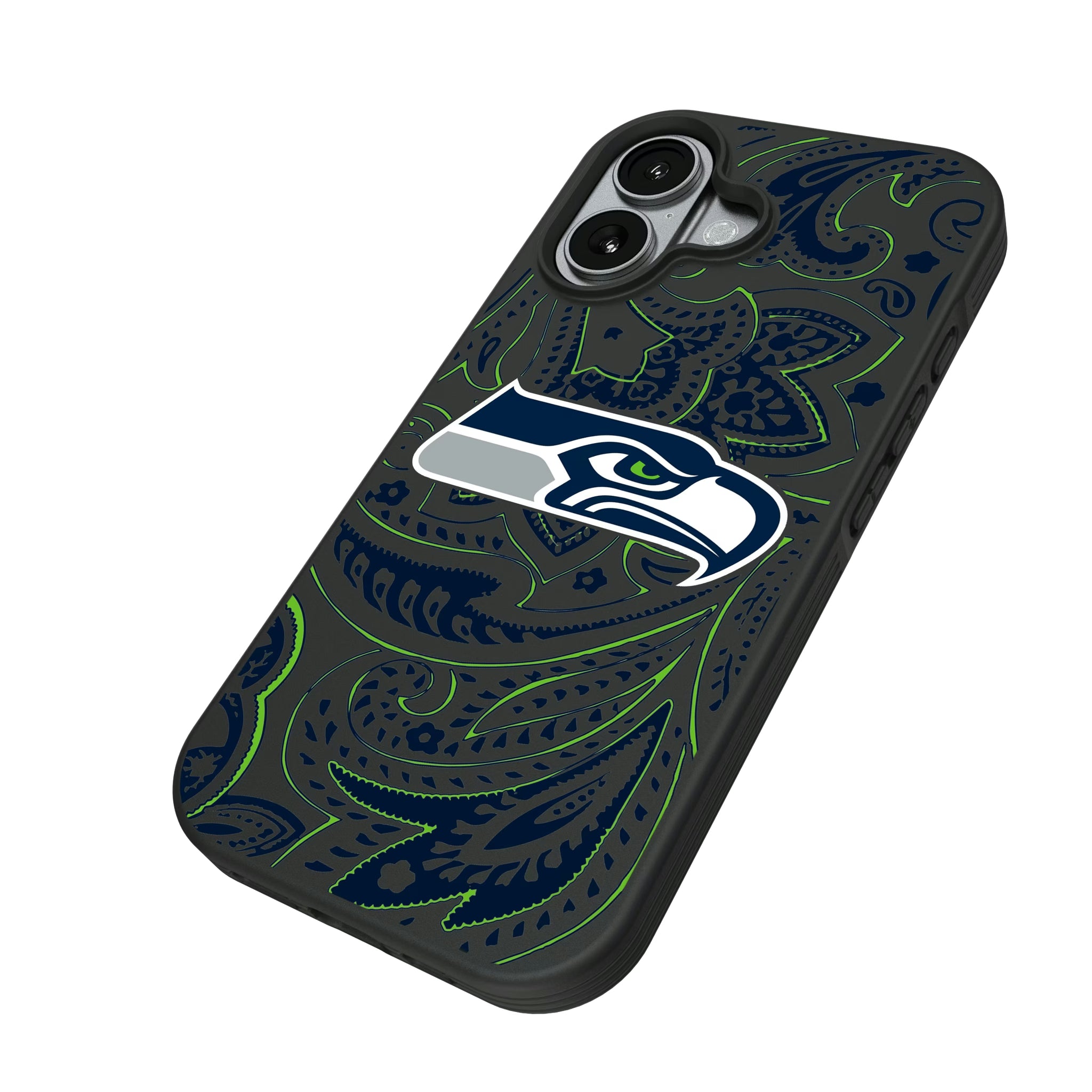 Seattle Seahawks Paisley iPhone Bump Phone Case for Apple iPhone - Isometric View#Device_iPhone 17