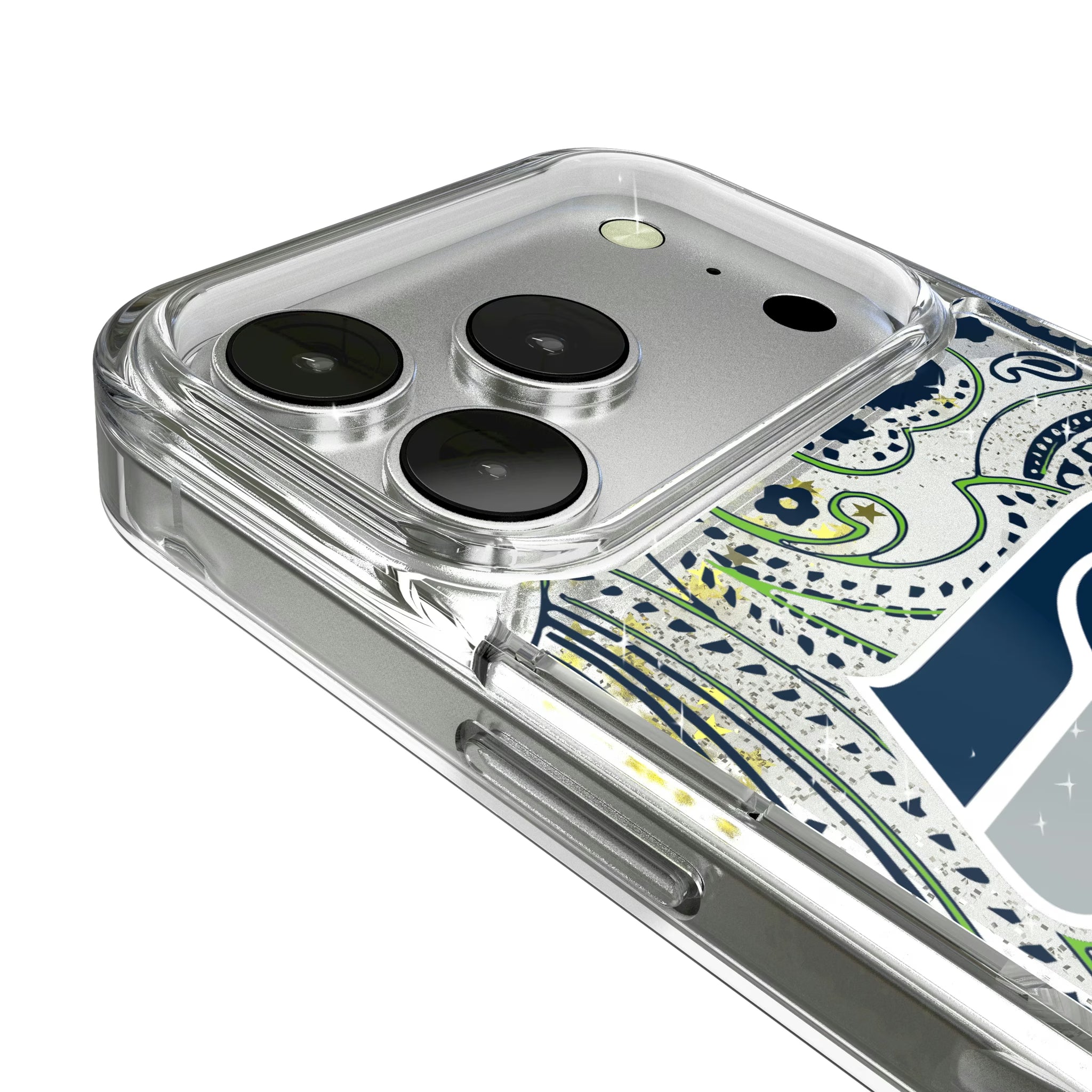 Seattle Seahawks Paisley iPhone Glitter Phone Case for Apple iPhone - Detail
