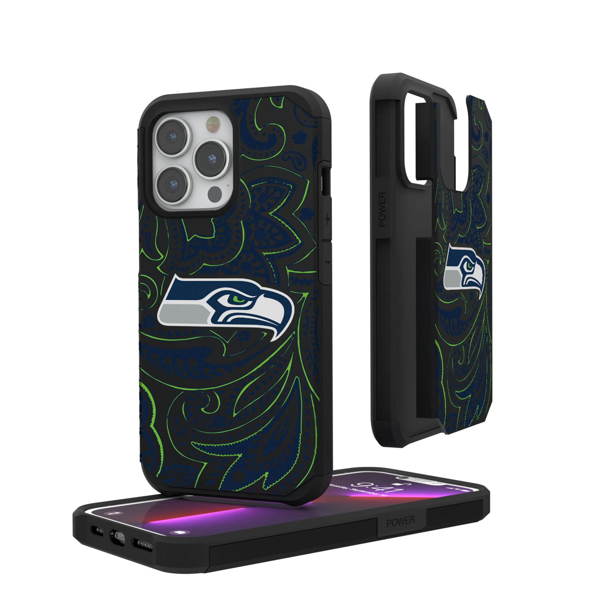 Seattle Seahawks Paisley iPhone Rugged Phone Case for Apple iPhone