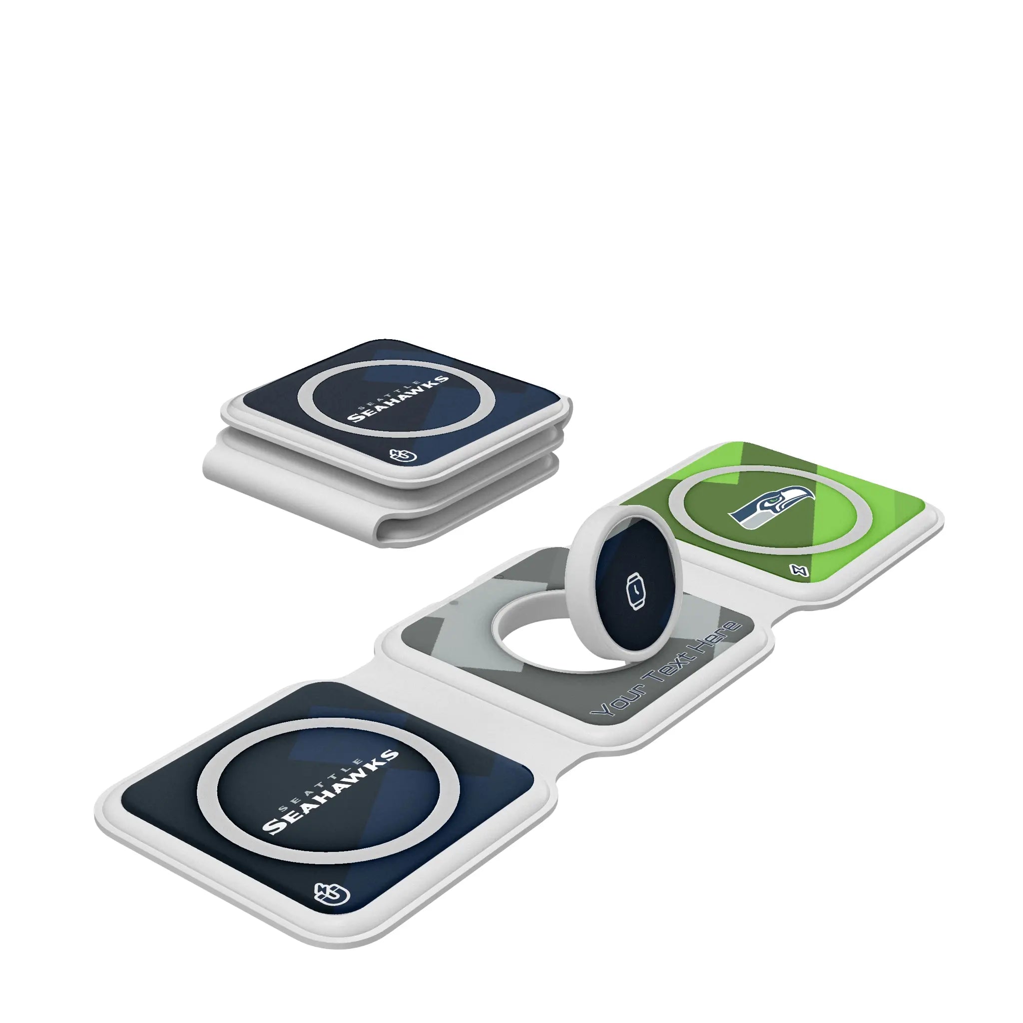 Seattle Seahawks Personalized Color Block Foldable 3 in 1 Charger