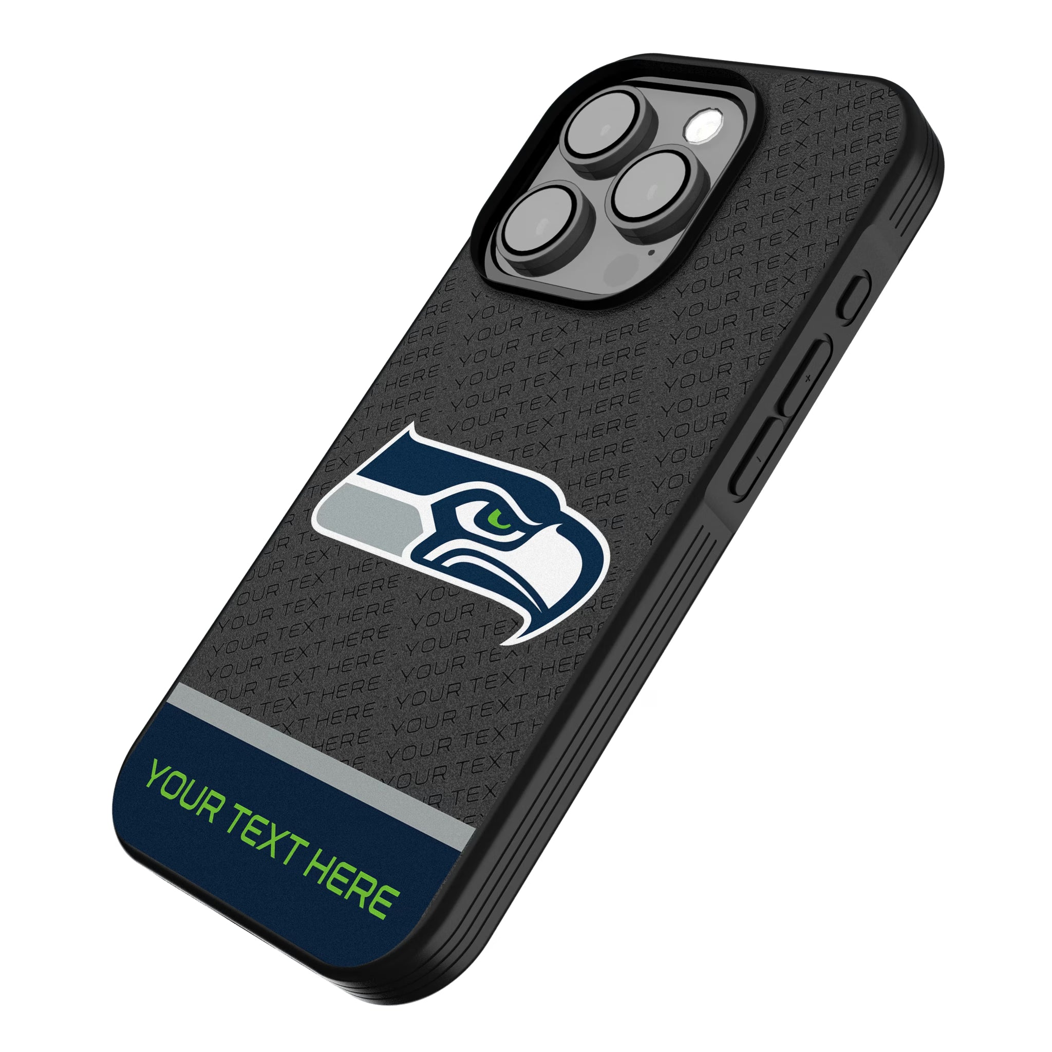 Seattle Seahawks Personalized EndZone Plus iPhone Bump Phone Case for Apple iPhone - Isometric View