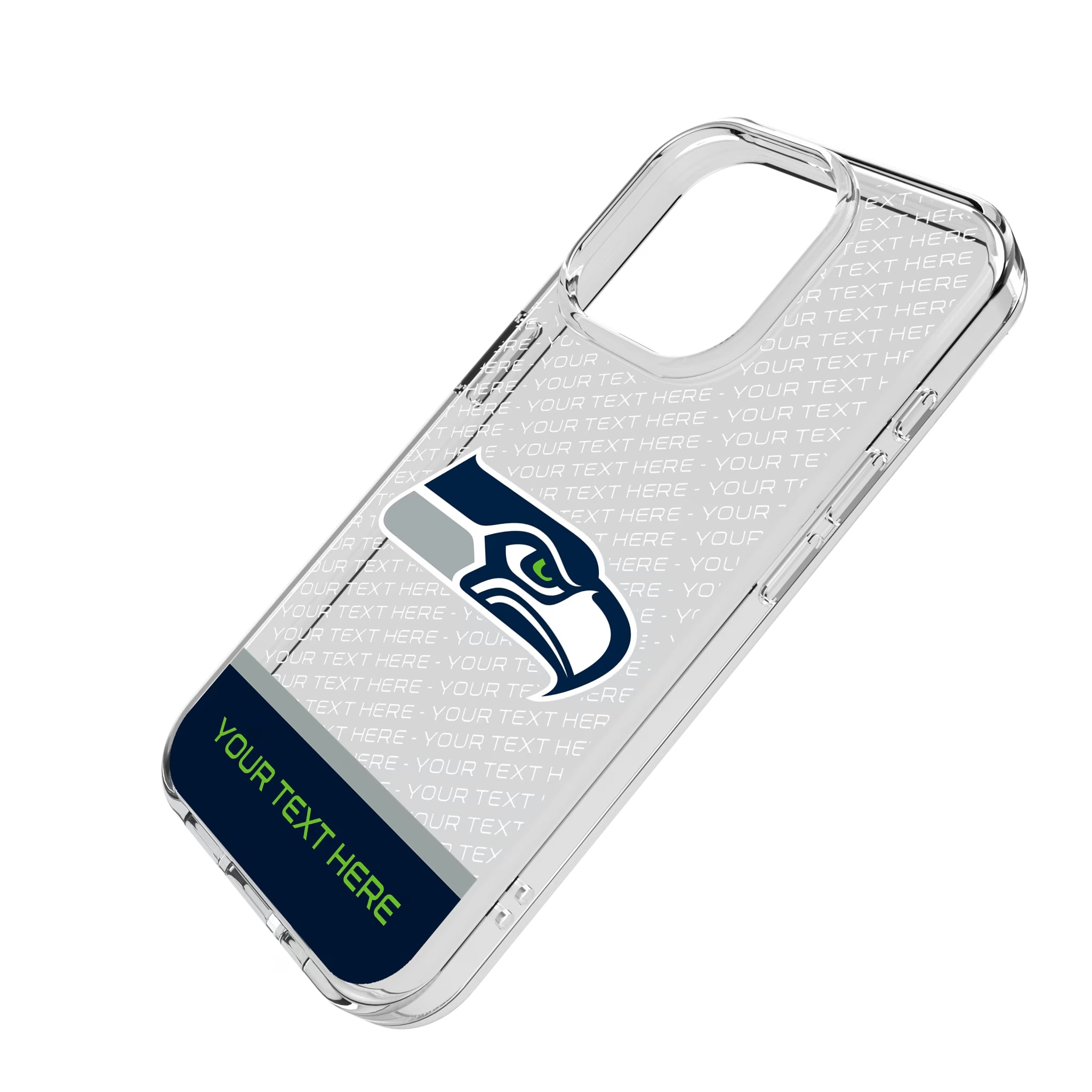 Seattle Seahawks Personalized EndZone Plus iPhone Clear Phone Case for Apple iPhone - Isometric View