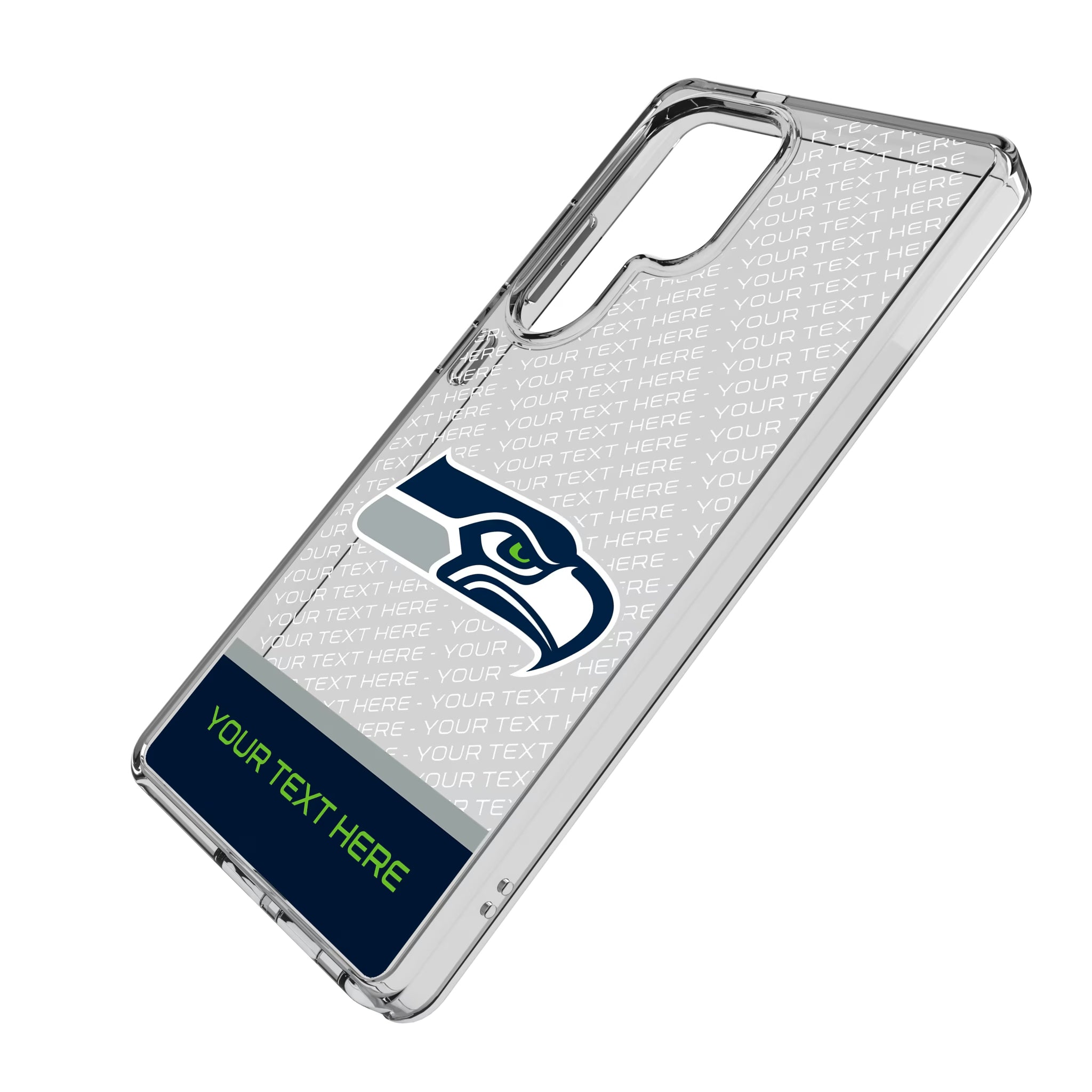 Seattle Seahawks Personalized EndZone Plus Galaxy Clear Phone Case for Samsung Galaxy - Isometric View