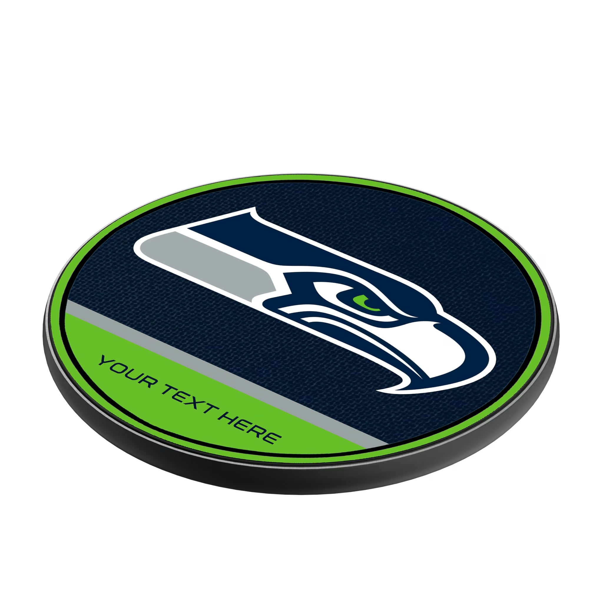 Seattle Seahawks Personalized Endzone Solid 15-Watt Wireless Charger - Isometric View
