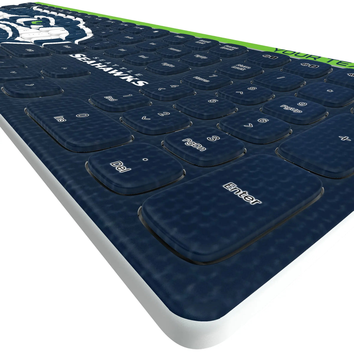 Seattle Seahawks Personalized Endzone Solid KKB605 Curved Wireless Keyboard - Detail