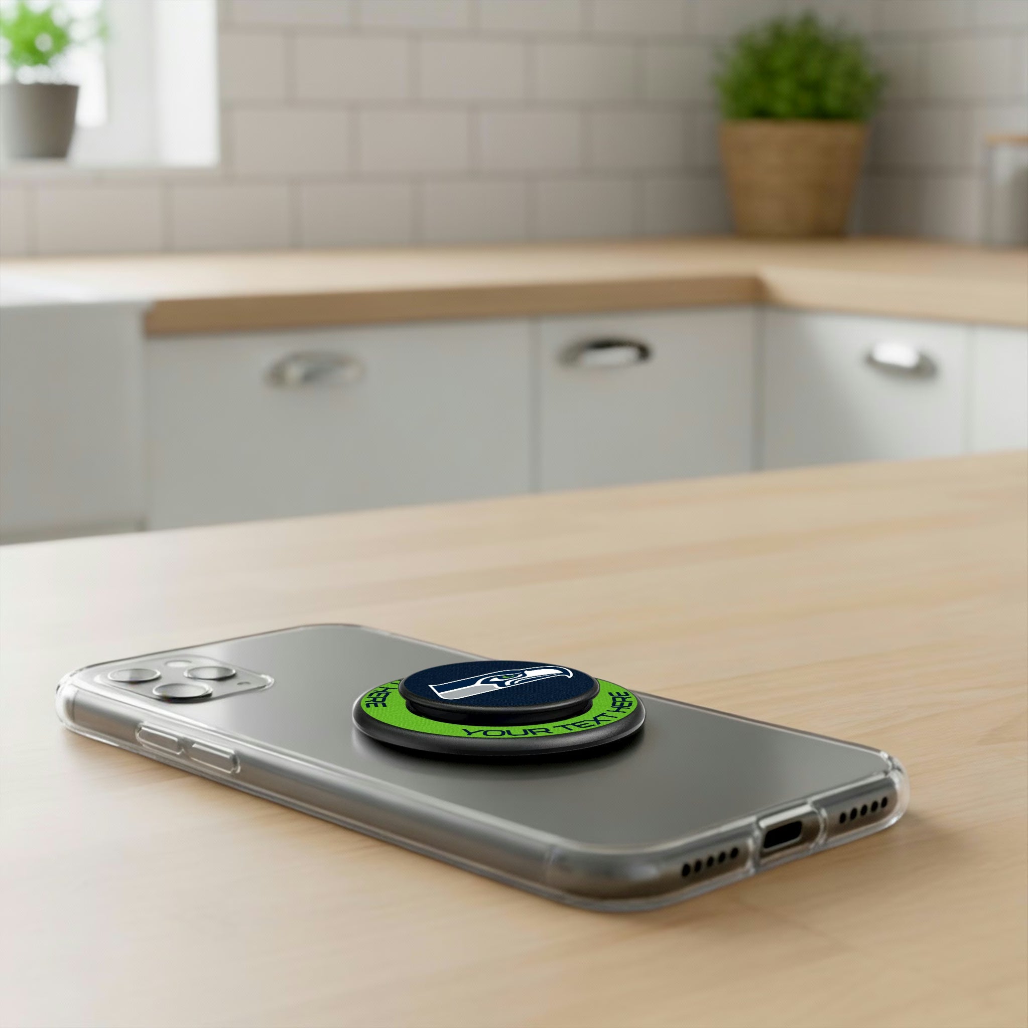 Seattle Seahawks Personalized Endzone Solid Popsockets Round Magnetic - Lifestyle