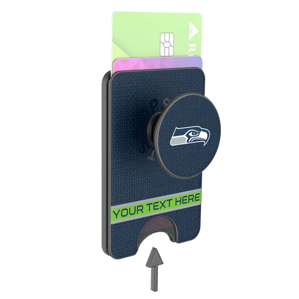 Seattle Seahawks Personalized Endzone Solid Popsockets Wallet Magnetic - Detail