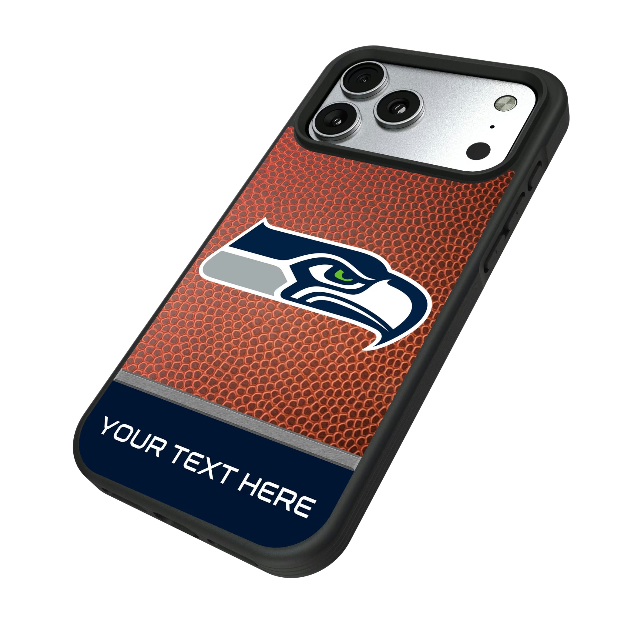 Seattle Seahawks Personalized Football iPhone Bump Phone Case for Apple iPhone - Isometric View#Device_iPhone 17 Pro Max