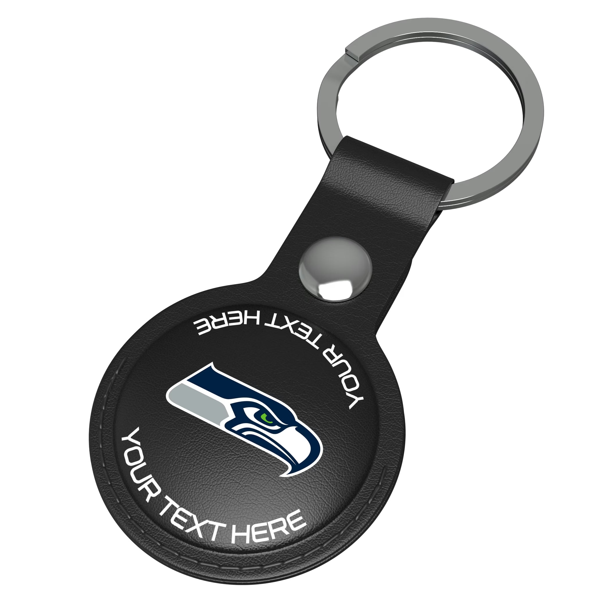 Seattle Seahawks Personalized Insignia AirTag Black Airtag Holder - Isometric View