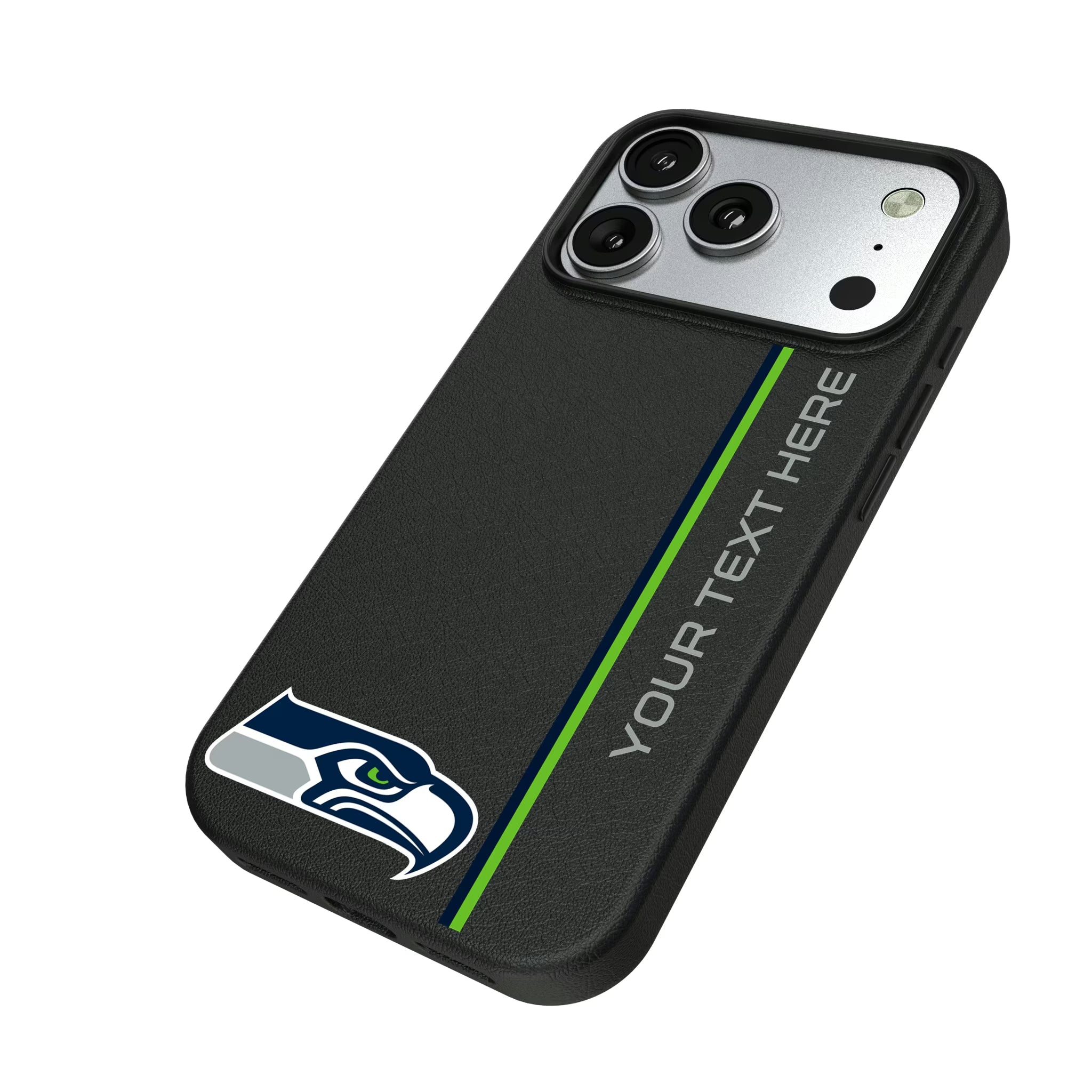 Seattle Seahawks Personalized Sidebard iPhone MagSafe Compatible Phone Case for Apple iPhone - Isometric View#Device_iPhone 17 Pro