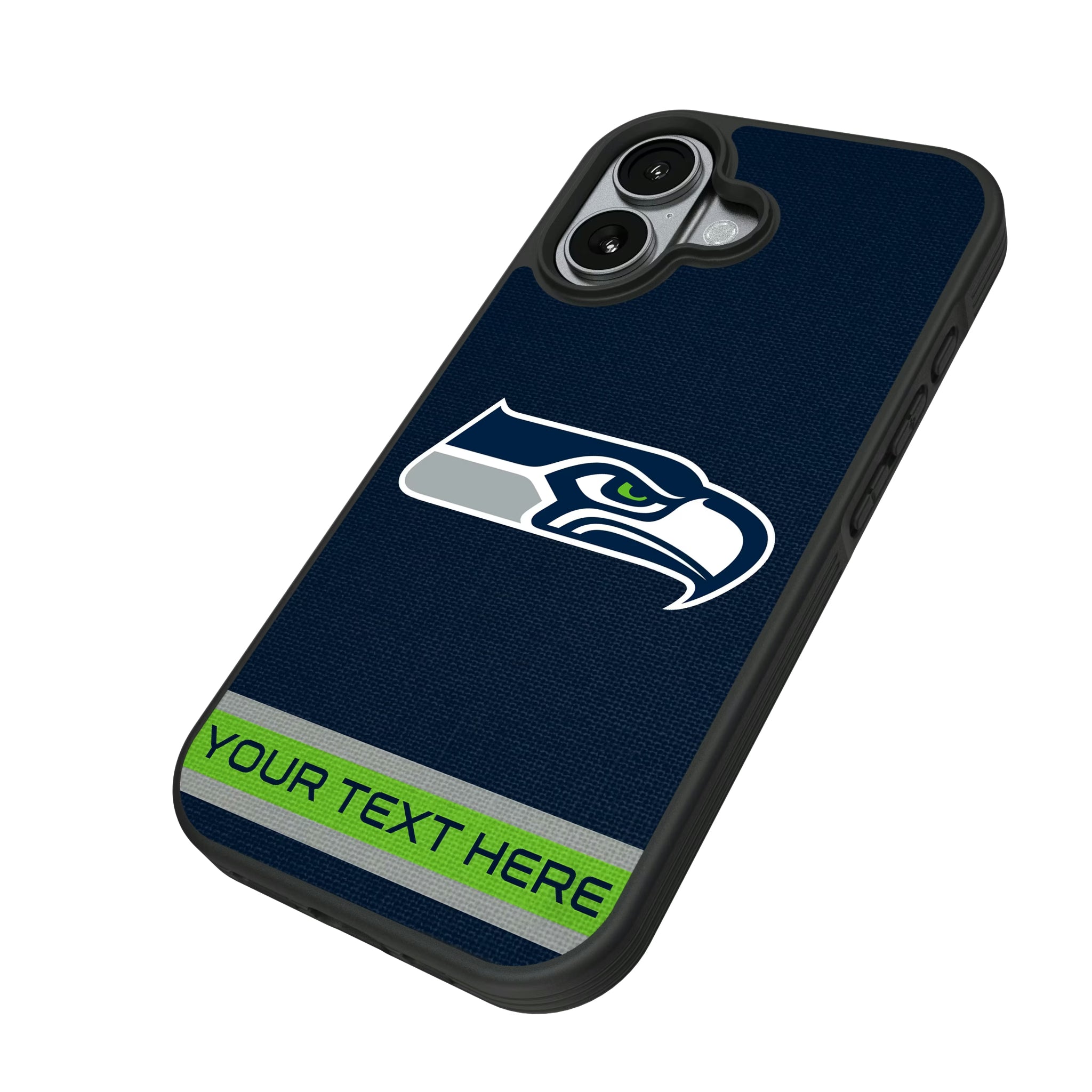 Seattle Seahawks Personalized Stripe iPhone Bump Phone Case for Apple iPhone - Isometric View#Device_iPhone 17