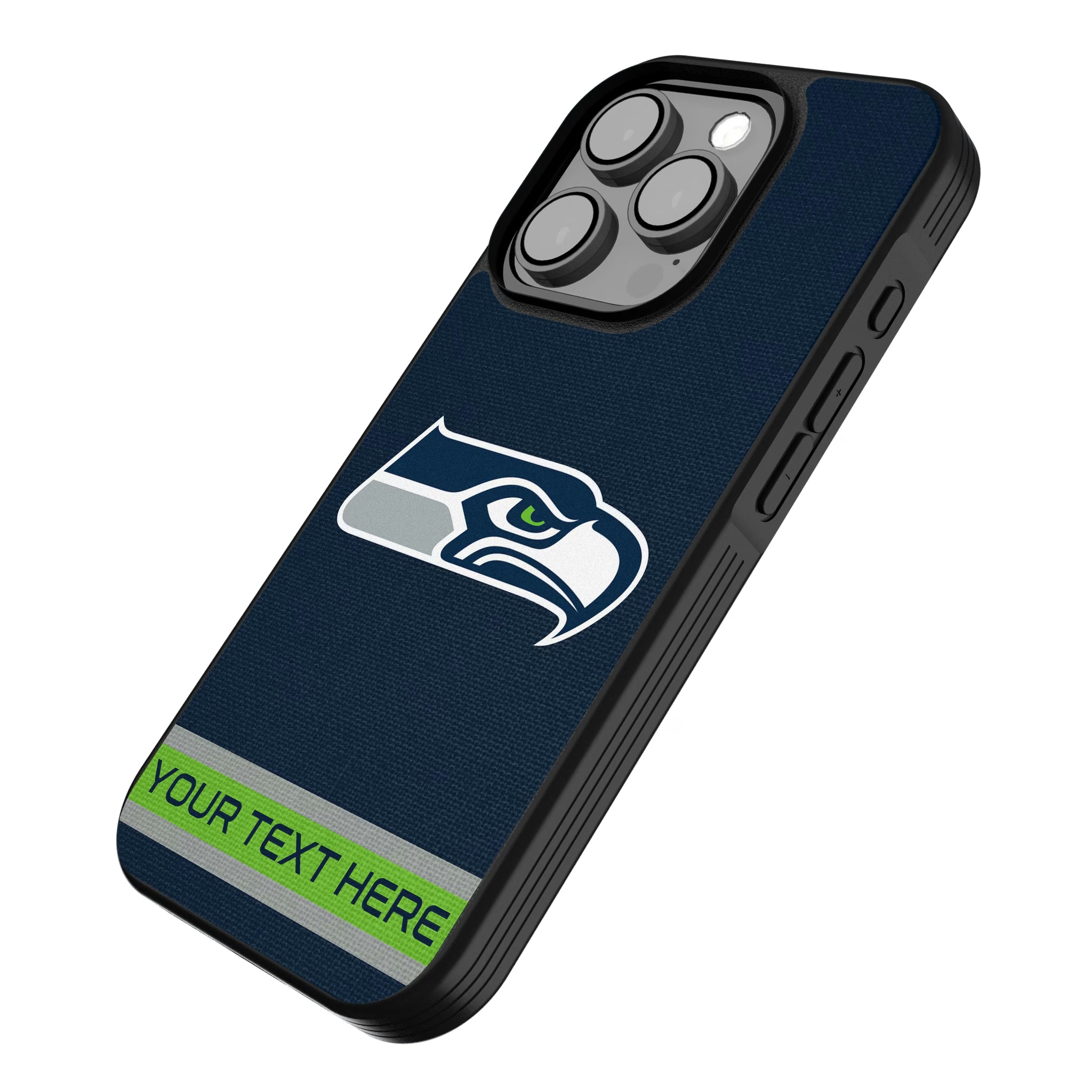 Seattle Seahawks Personalized Stripe iPhone Bump Phone Case for Apple iPhone - Isometric View