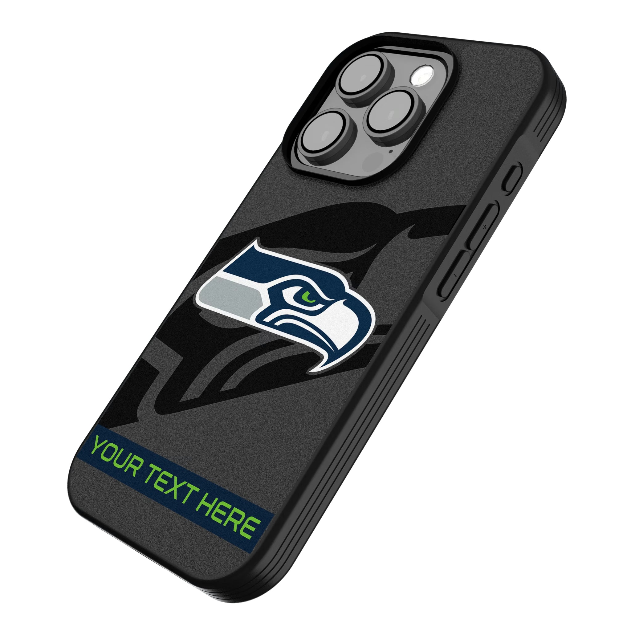 Seattle Seahawks Personalized Tilt iPhone Bump Phone Case for Apple iPhone - Isometric View