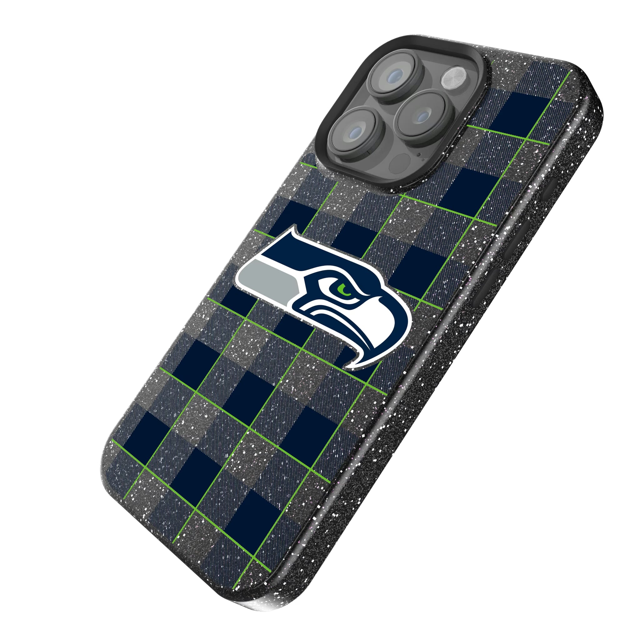 Seattle Seahawks Plaid iPhone Bling Phone Case for Apple iPhone - Isometric View