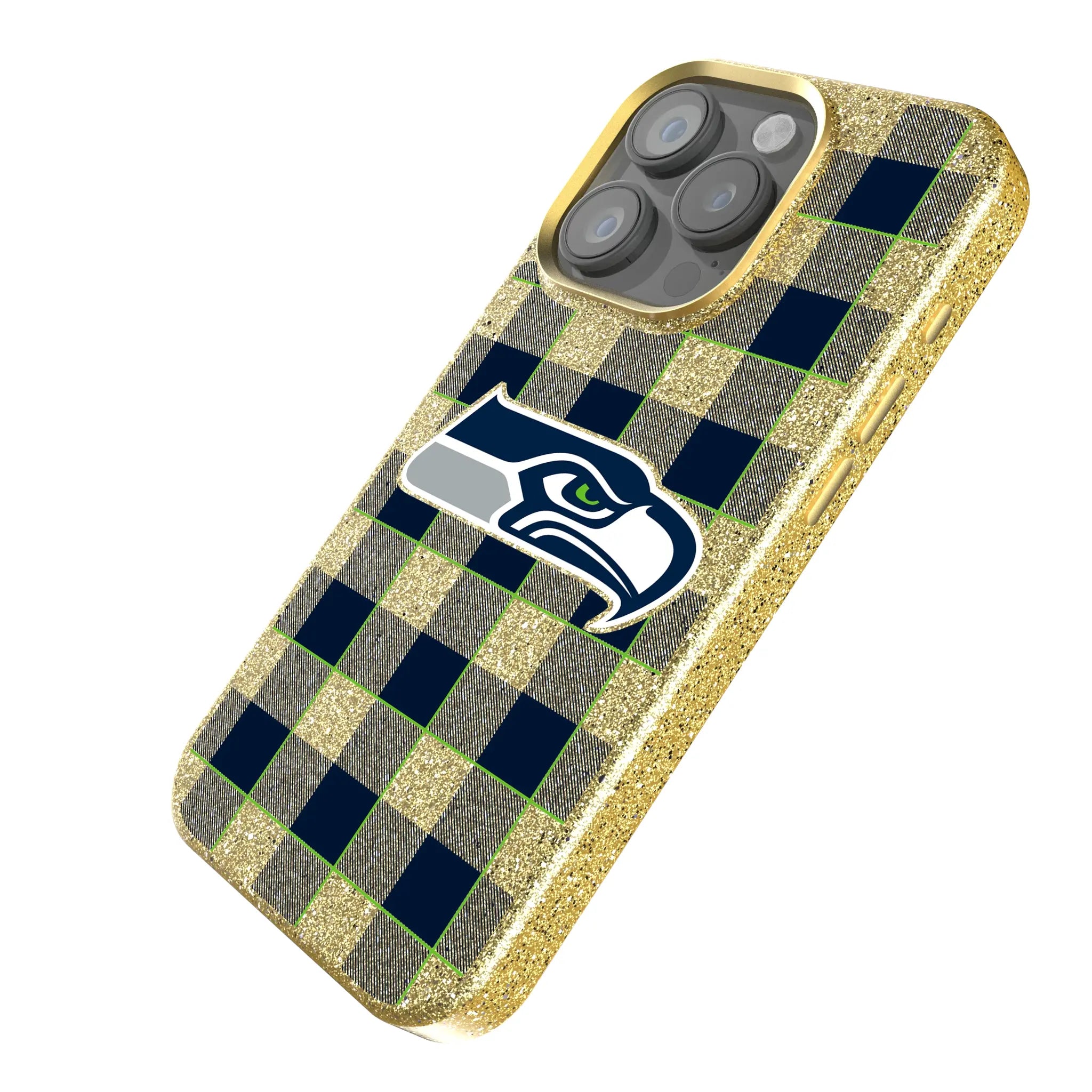 Seattle Seahawks Plaid iPhone Bling Phone Case for Apple iPhone - Isometric View