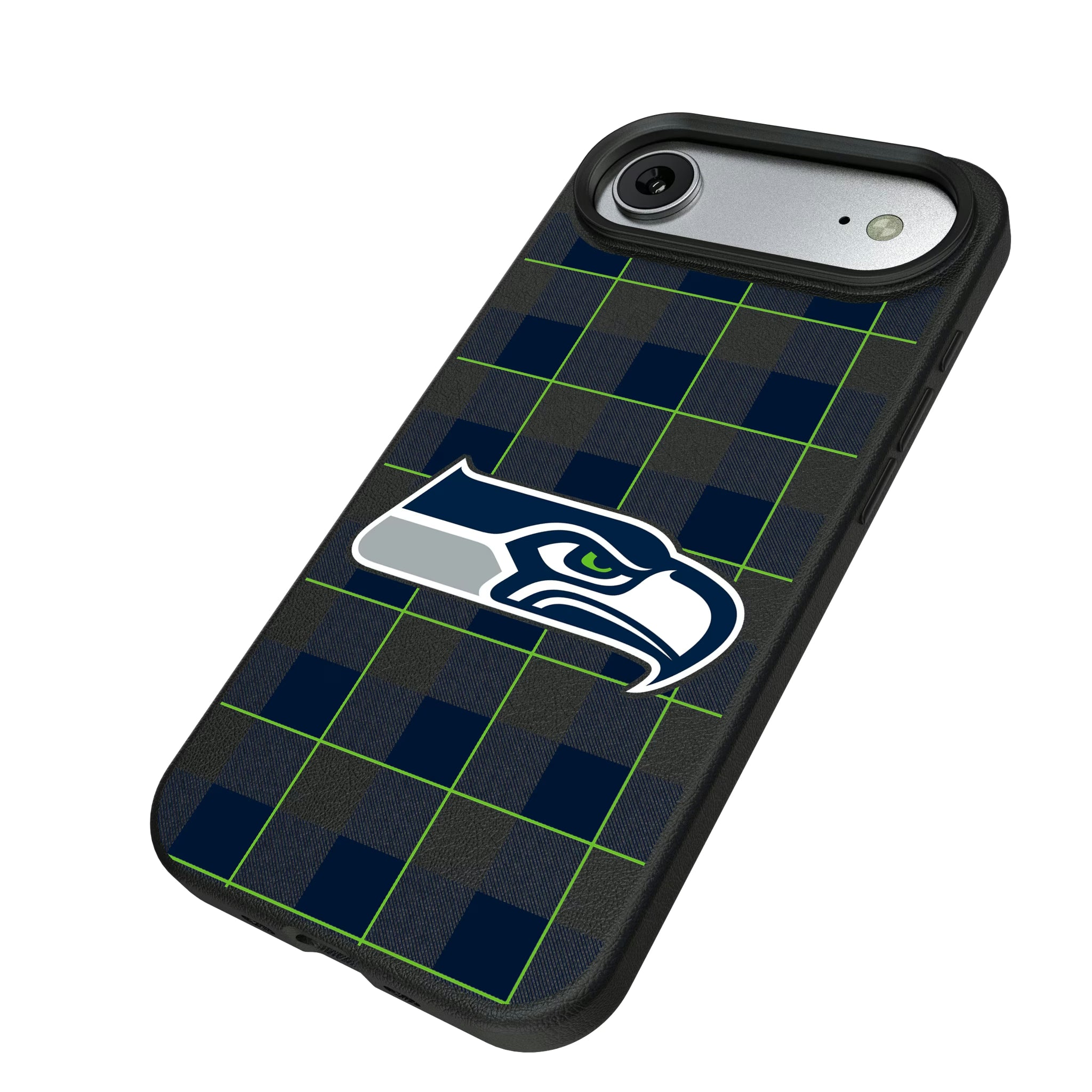 Seattle Seahawks Plaid iPhone MagSafe Compatible Phone Case for Apple iPhone - Isometric View#Device_iPhone Air