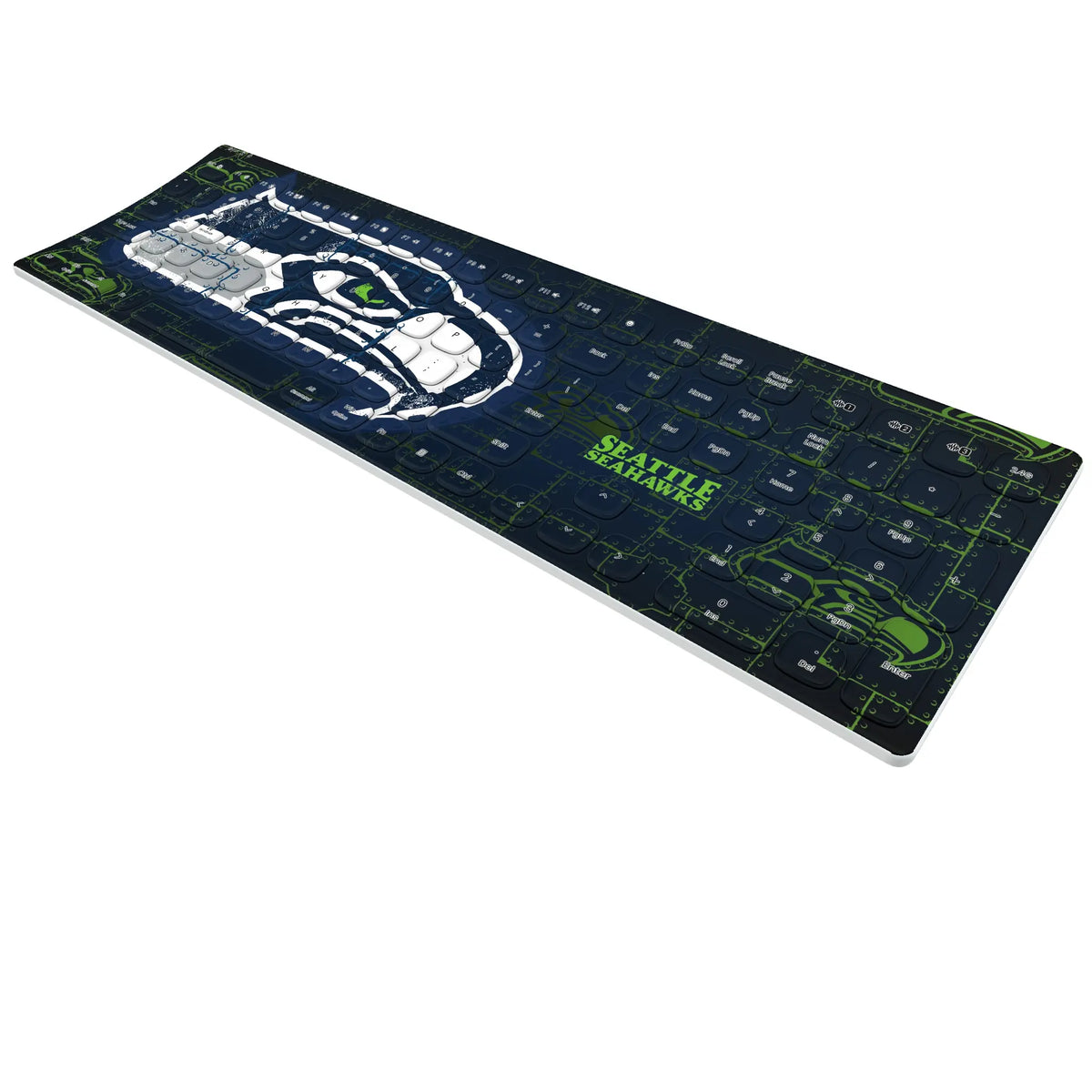 Seattle Seahawks Rivet KKB605 Curved Wireless Keyboard - Isometric View