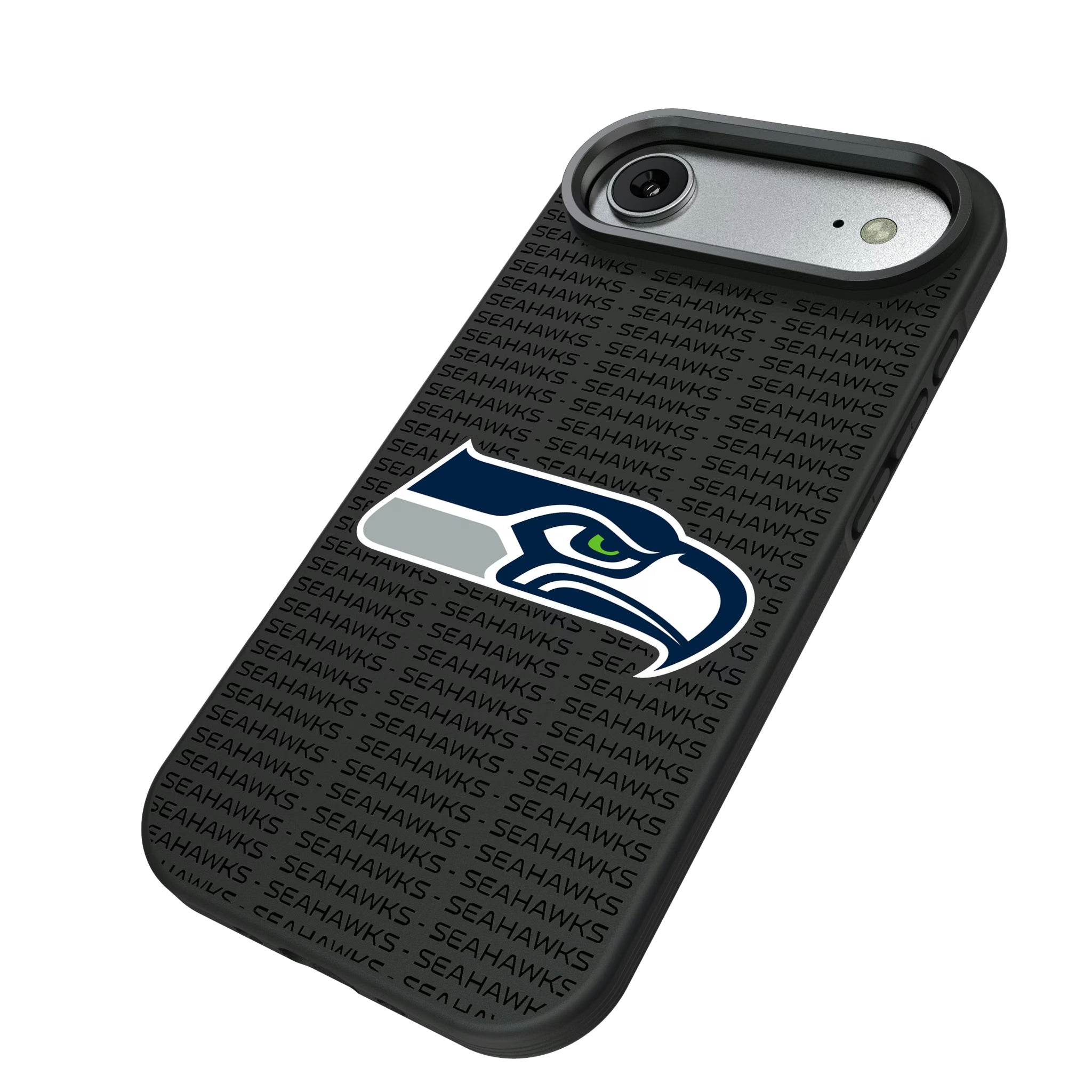 Seattle Seahawks Text Backdrop iPhone Bump Phone Case for Apple iPhone - Isometric View#Device_iPhone Air