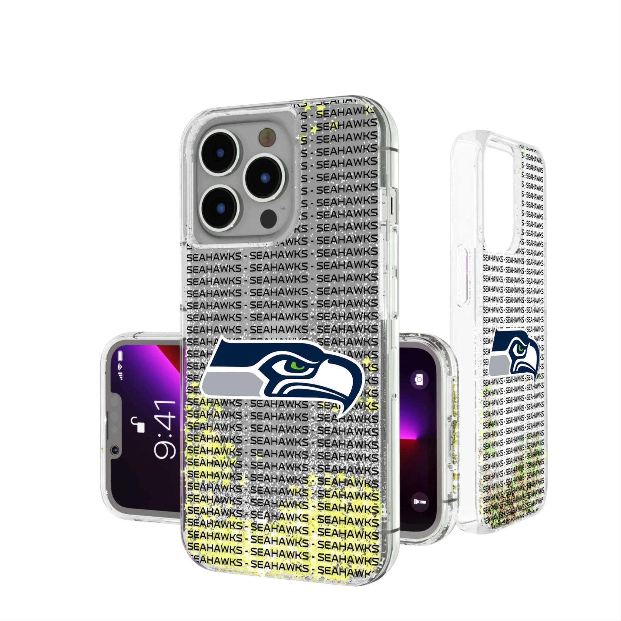 Seattle Seahawks Text Backdrop iPhone Glitter Phone Case for Apple iPhone
