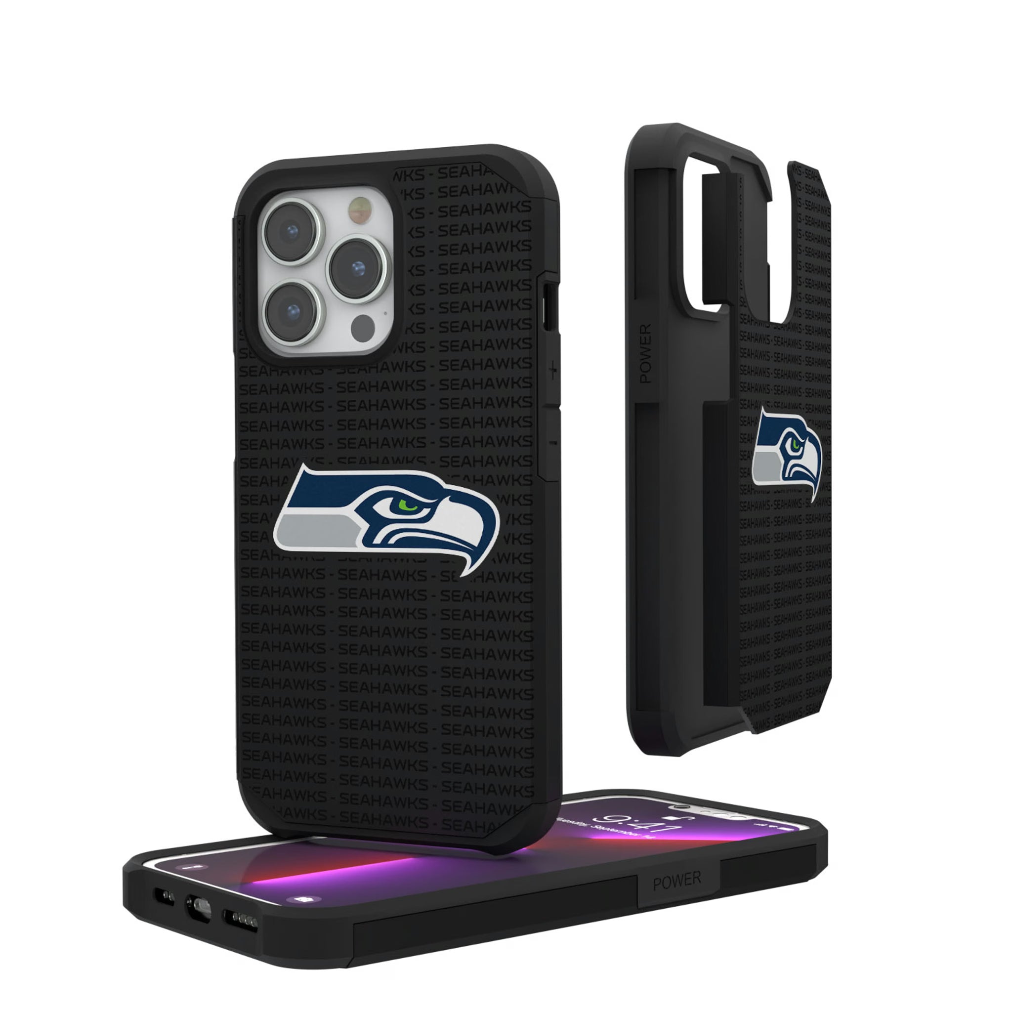 Seattle Seahawks Text Backdrop iPhone Rugged Phone Case for Apple iPhone