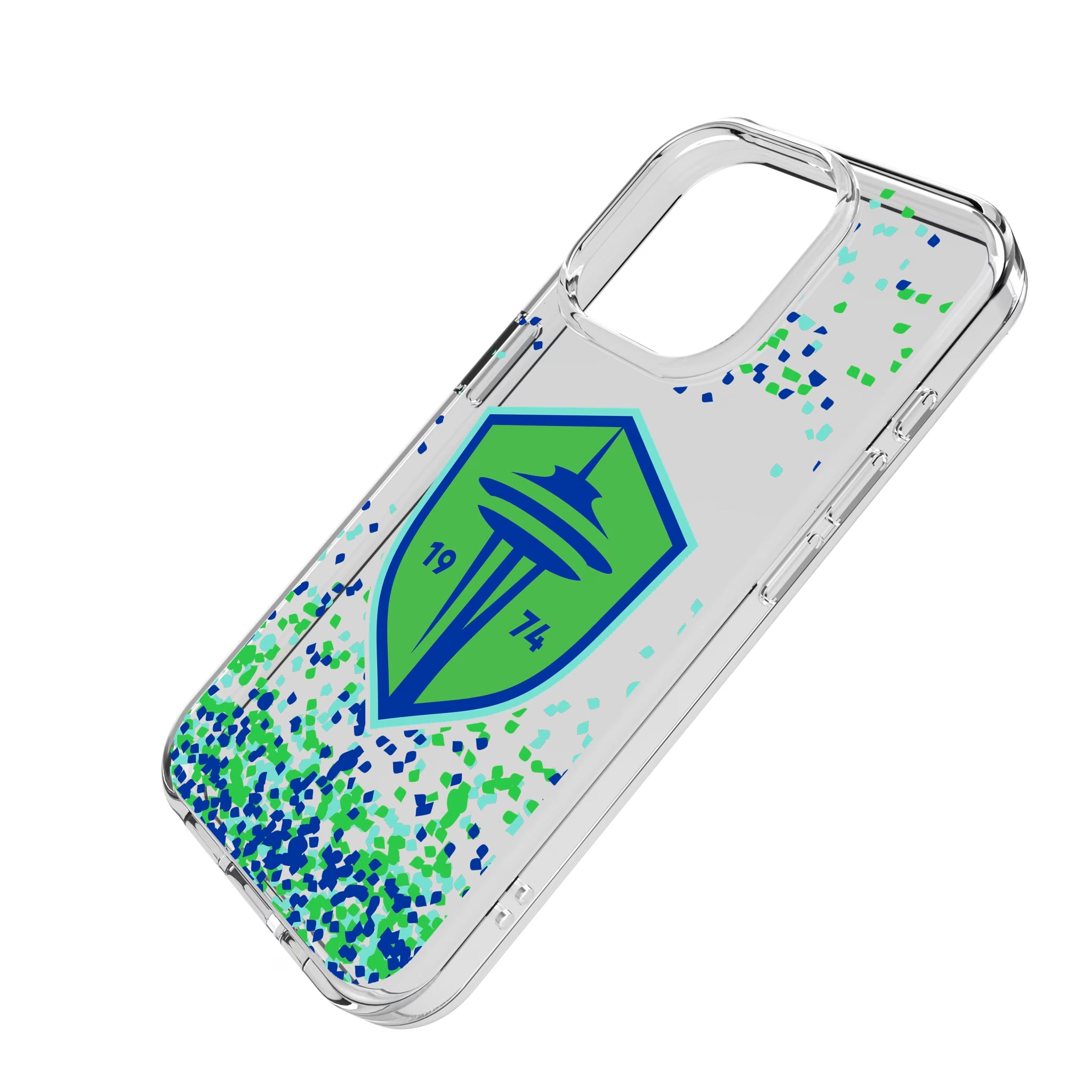Seattle Sounders FC Confetti iPhone Clear Phone Case for Apple iPhone - Isometric View