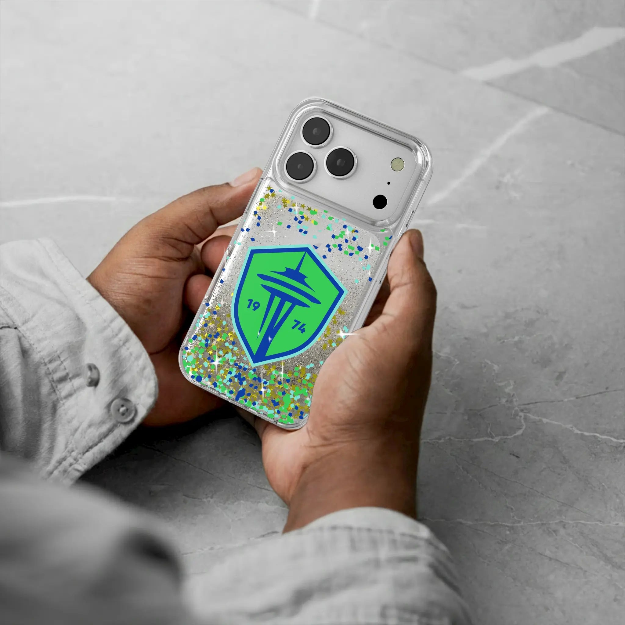 Seattle Sounders FC Confetti iPhone Glitter Phone Case for Apple iPhone - Lifestyle