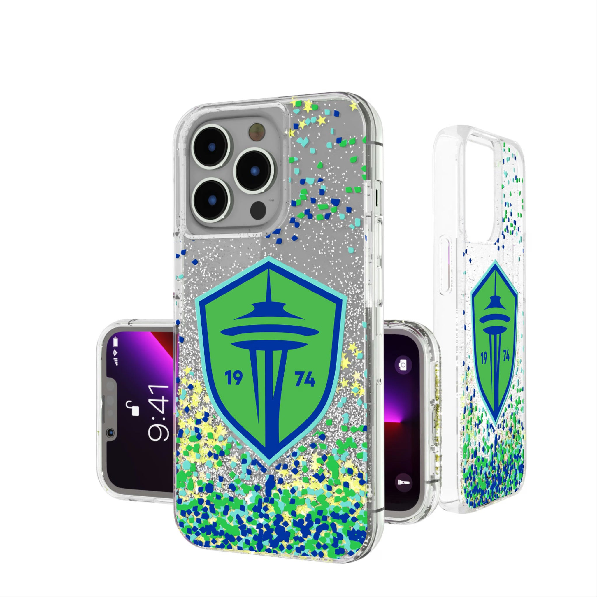 Seattle Sounders FC Confetti iPhone Glitter Phone Case for Apple iPhone